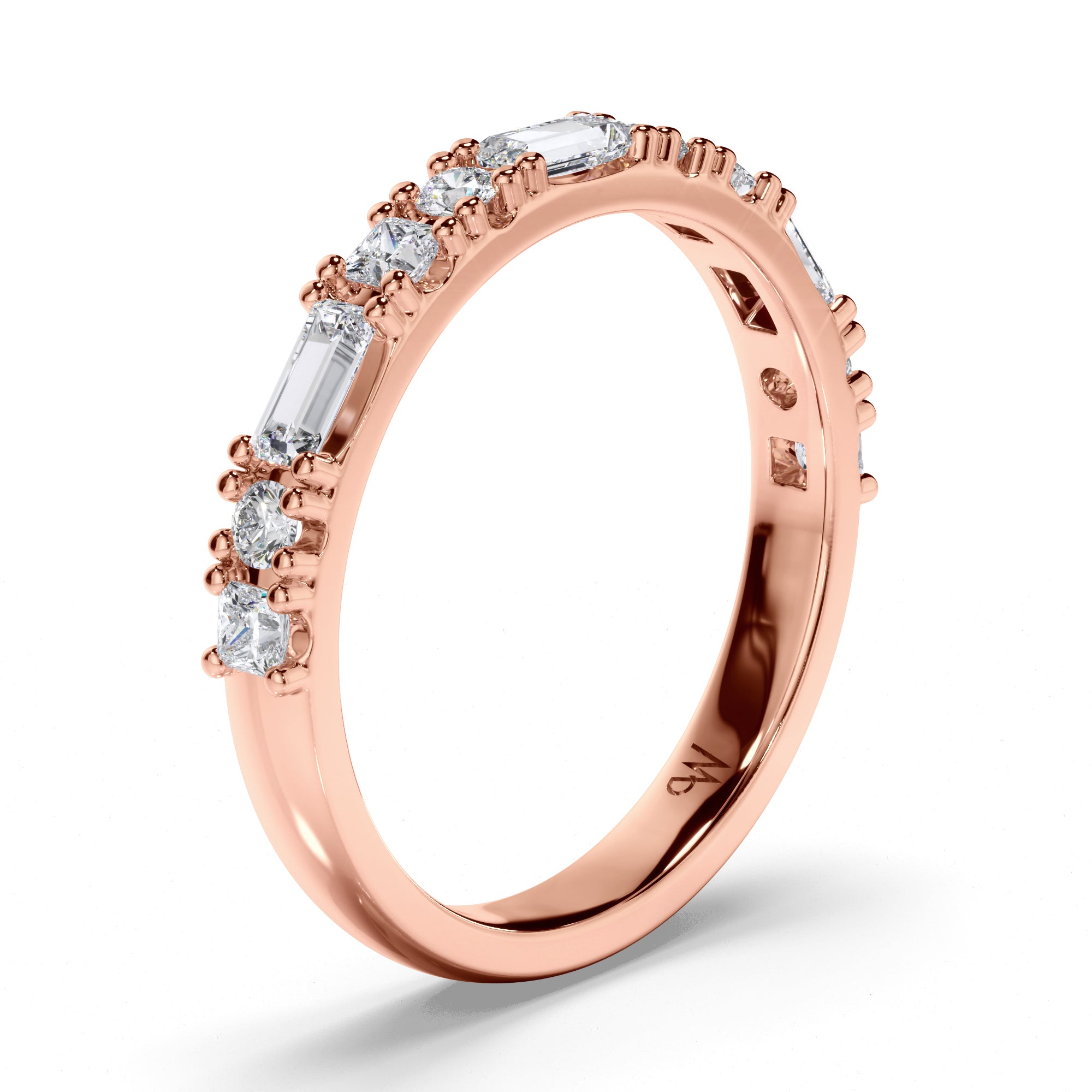 Baguette, Princess and Round Brilliant Cut Diamond Wedding Ring