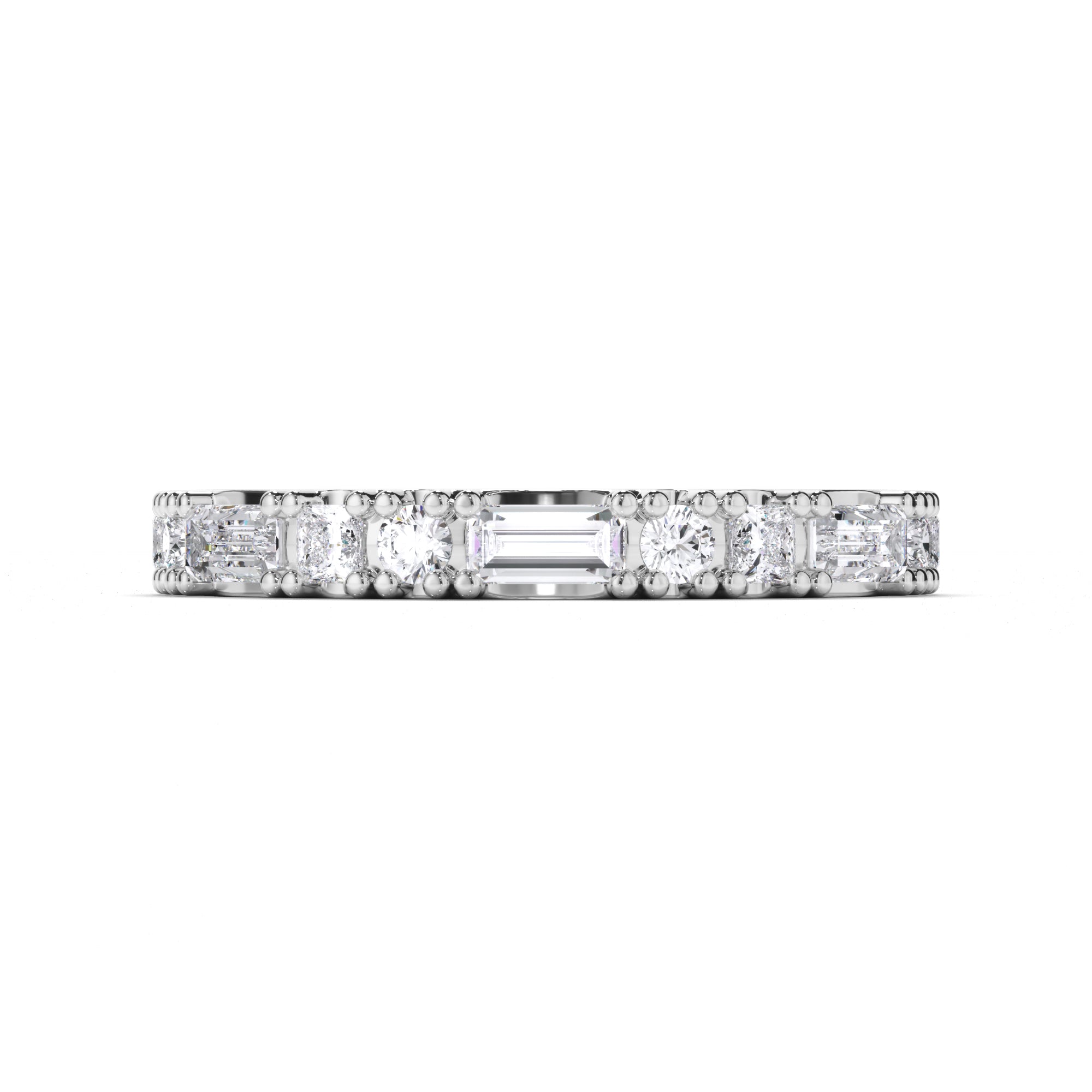 Baguette, Princess and Round Brilliant Cut Diamond Wedding Ring