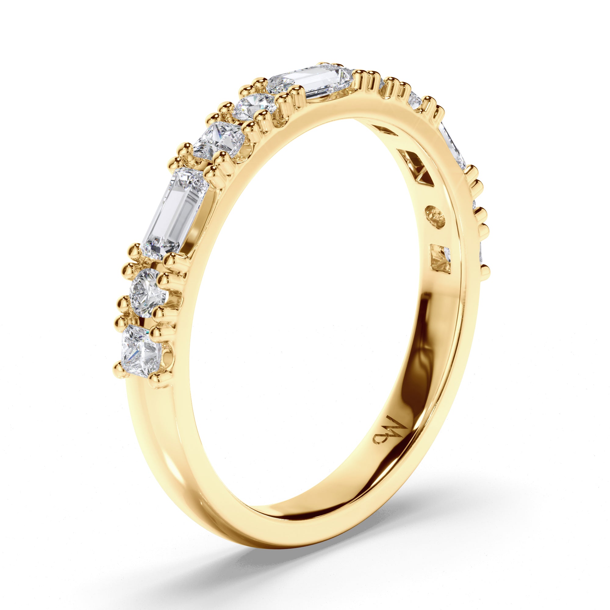 Baguette, Princess and Round Brilliant Cut Diamond Wedding Ring