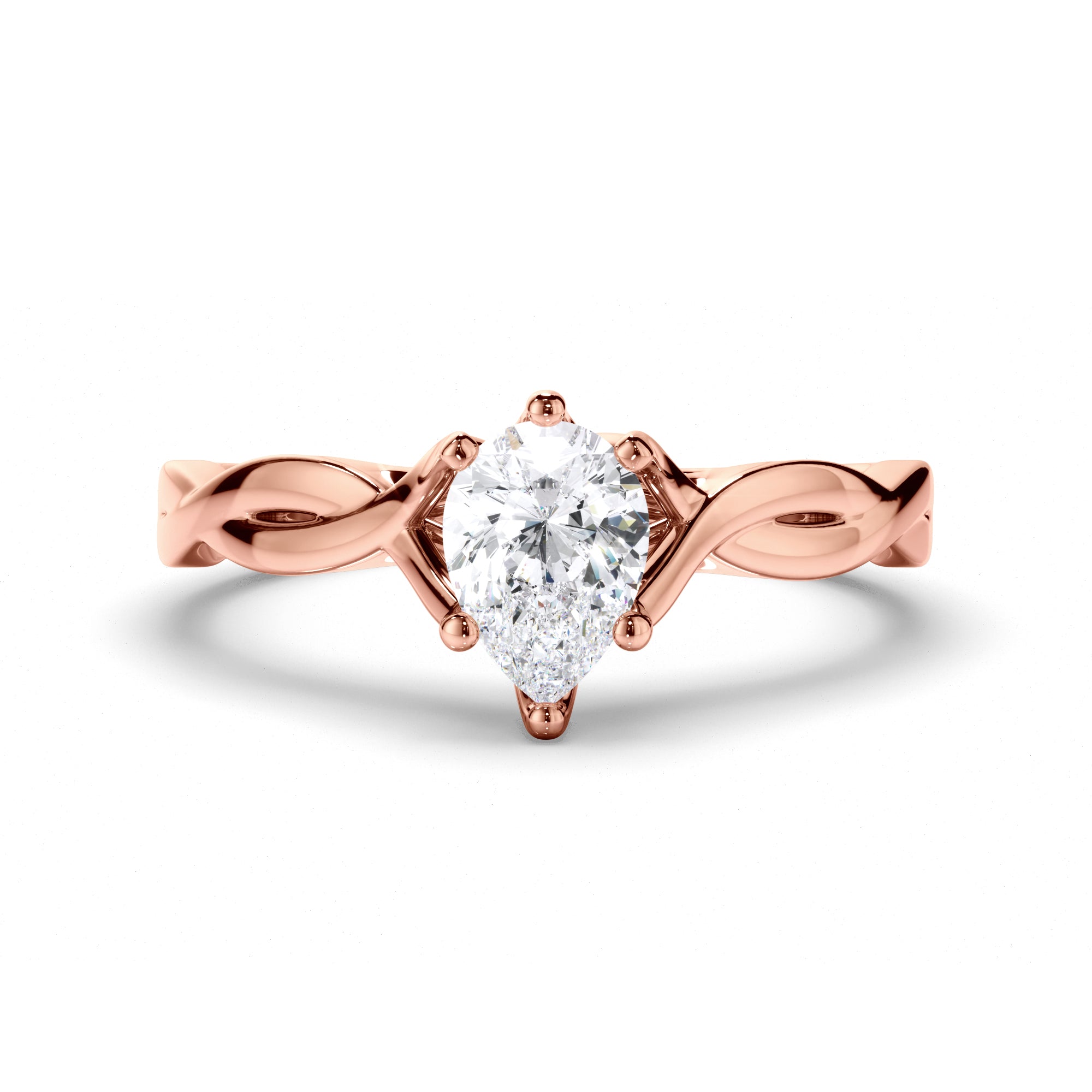 Pear Diamond Engagement Ring with Woven Band