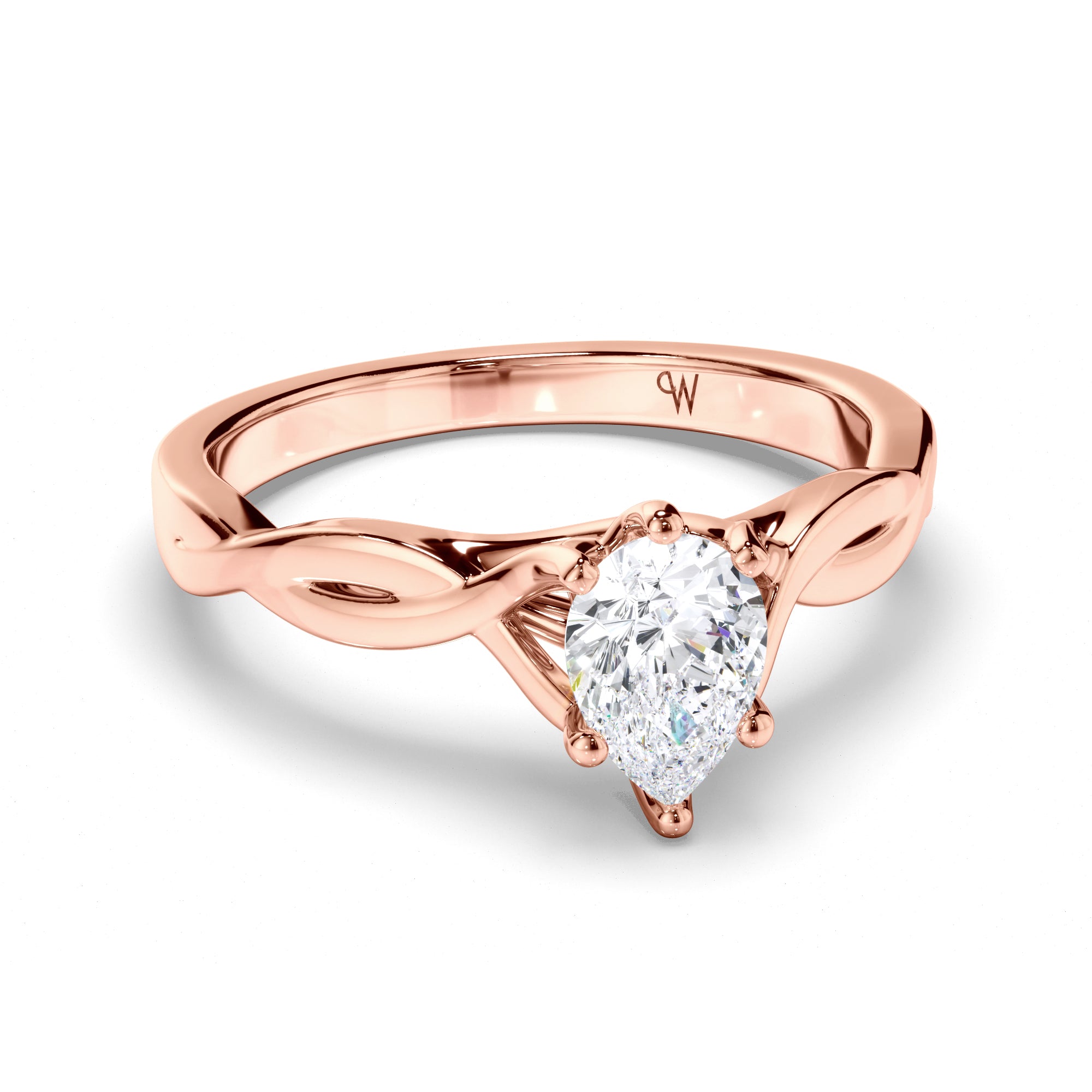 Pear Diamond Engagement Ring with Woven Band