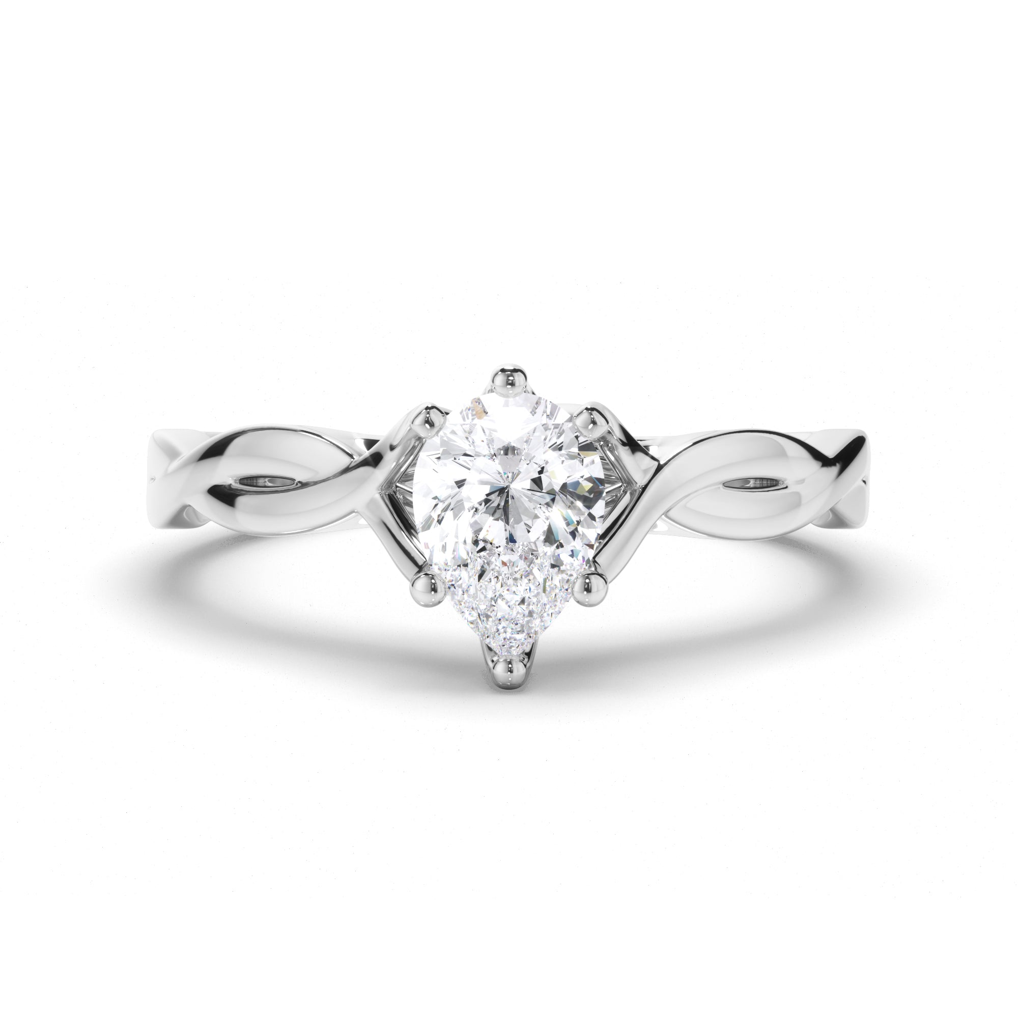 Pear Diamond Engagement Ring with Woven Band