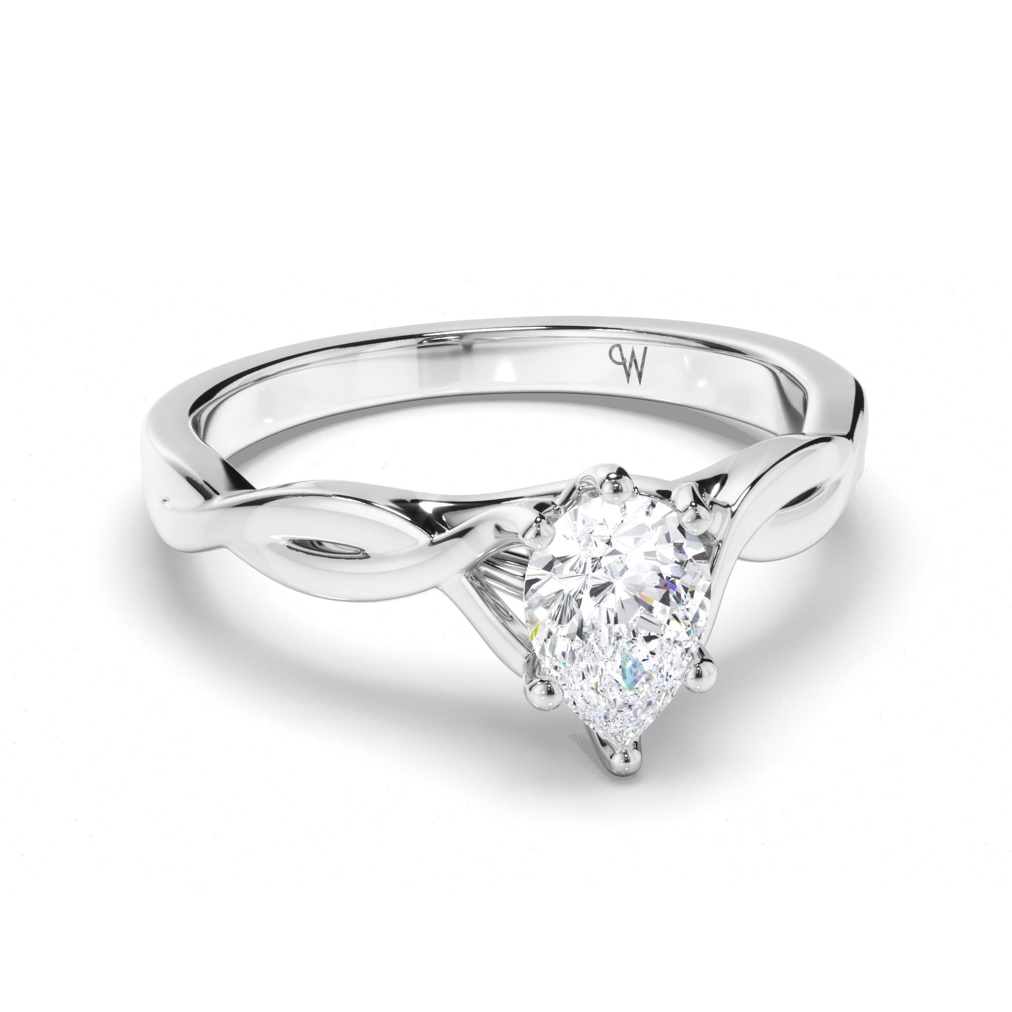 Pear Diamond Engagement Ring with Woven Band
