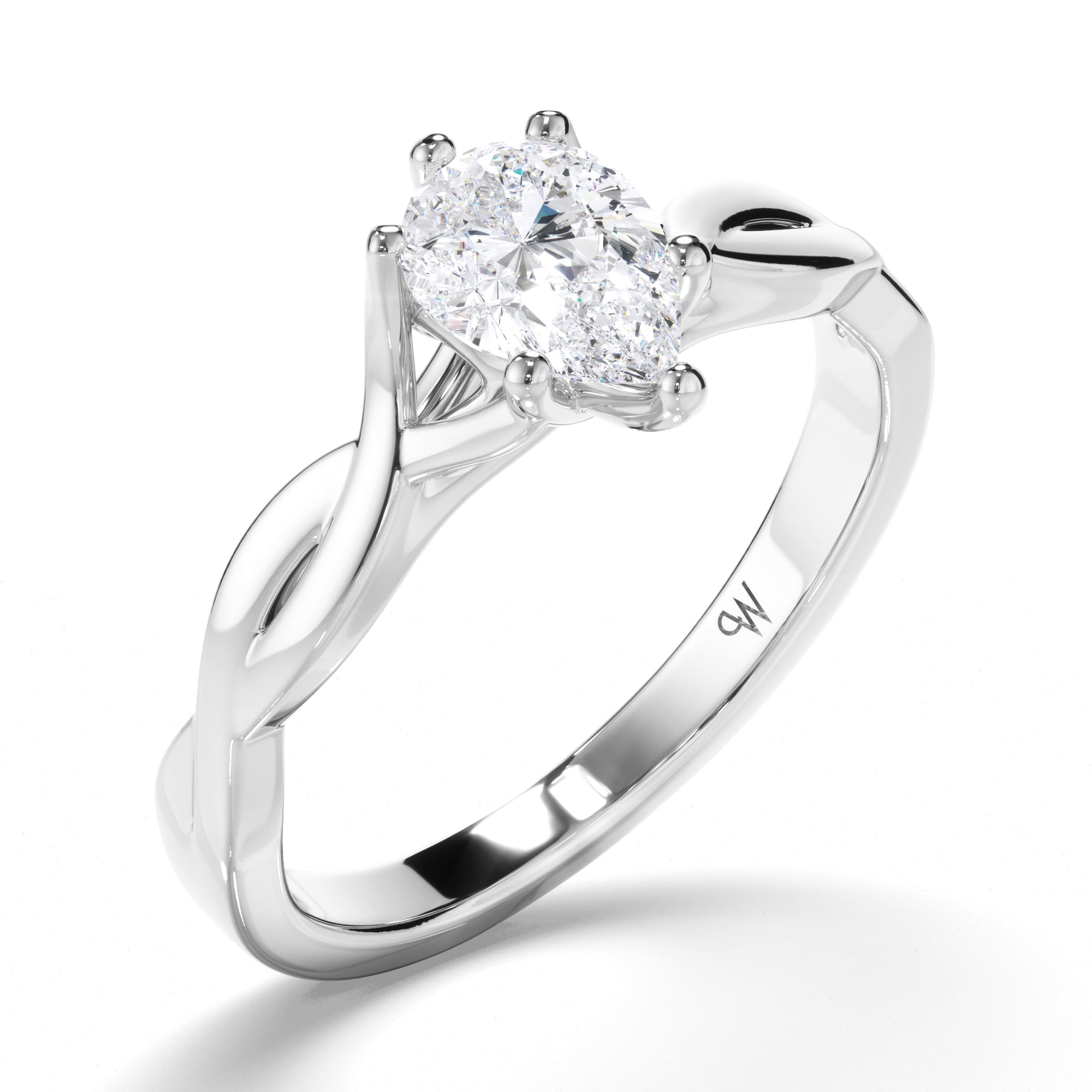 Pear Diamond Engagement Ring with Woven Band