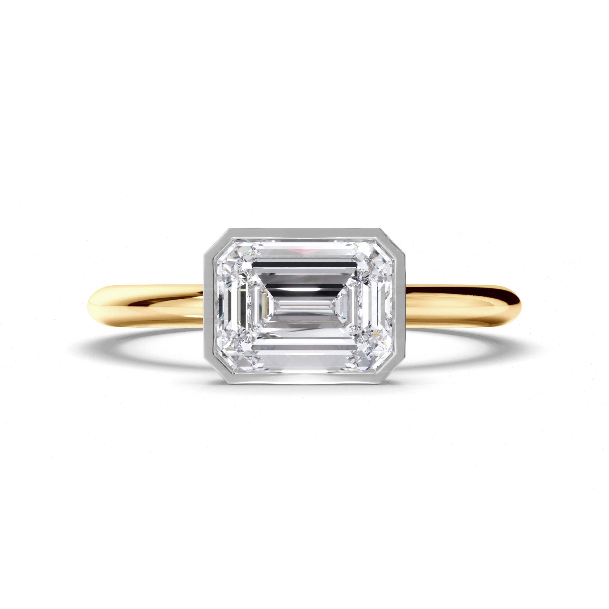 Emerald Cut Diamond Bezel Set Engagement Ring