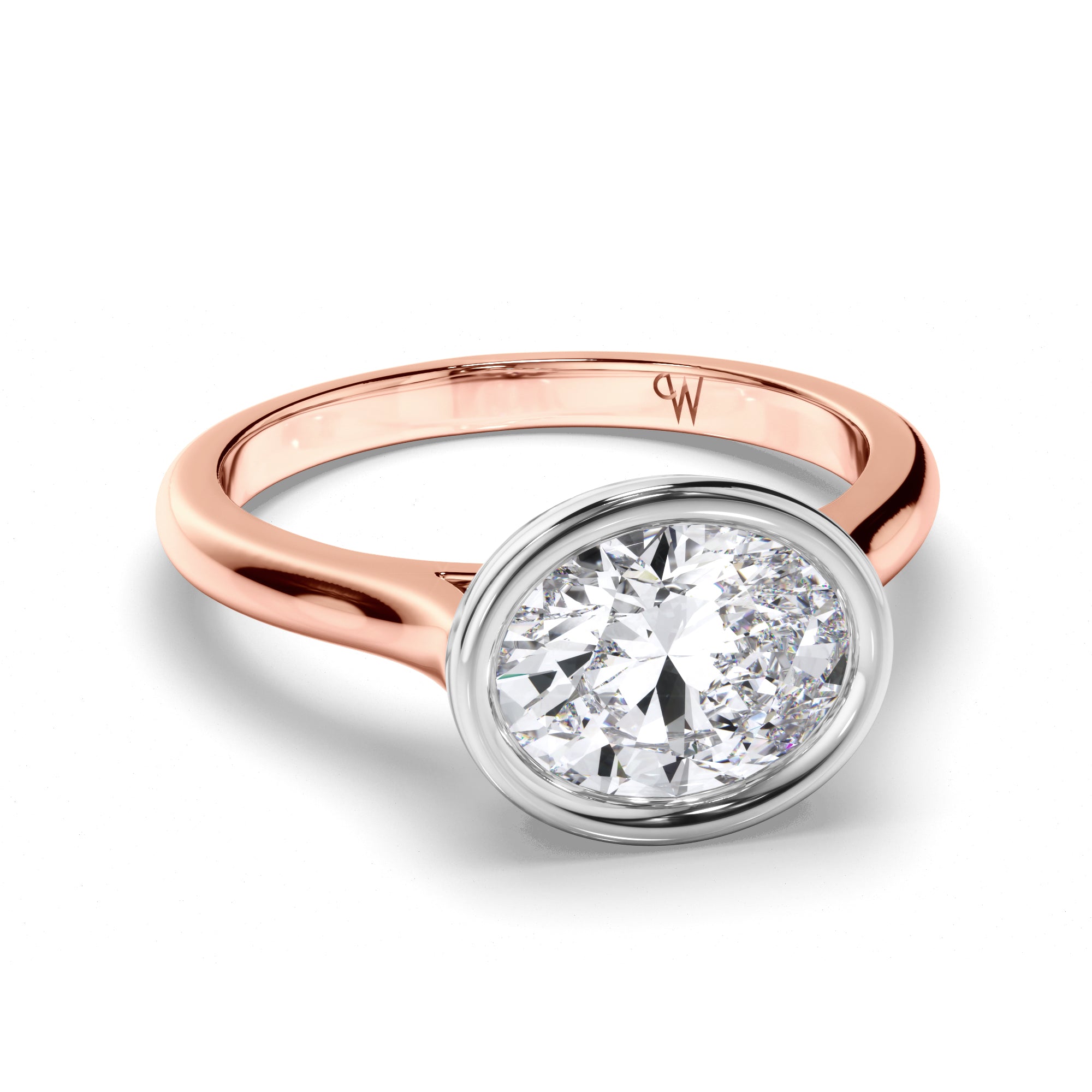 Oval Diamond Bezel Set Engagement Ring