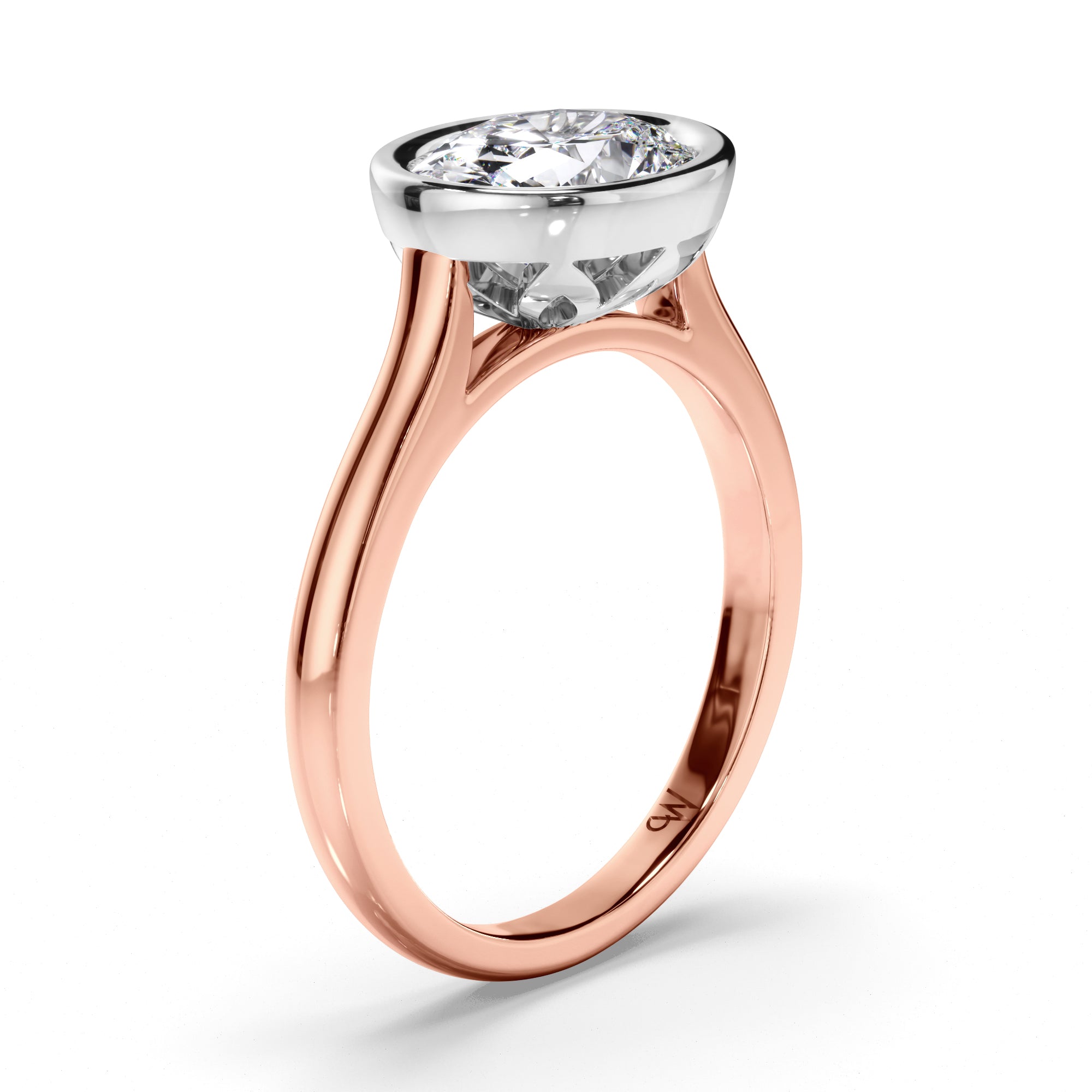 Oval Diamond Bezel Set Engagement Ring
