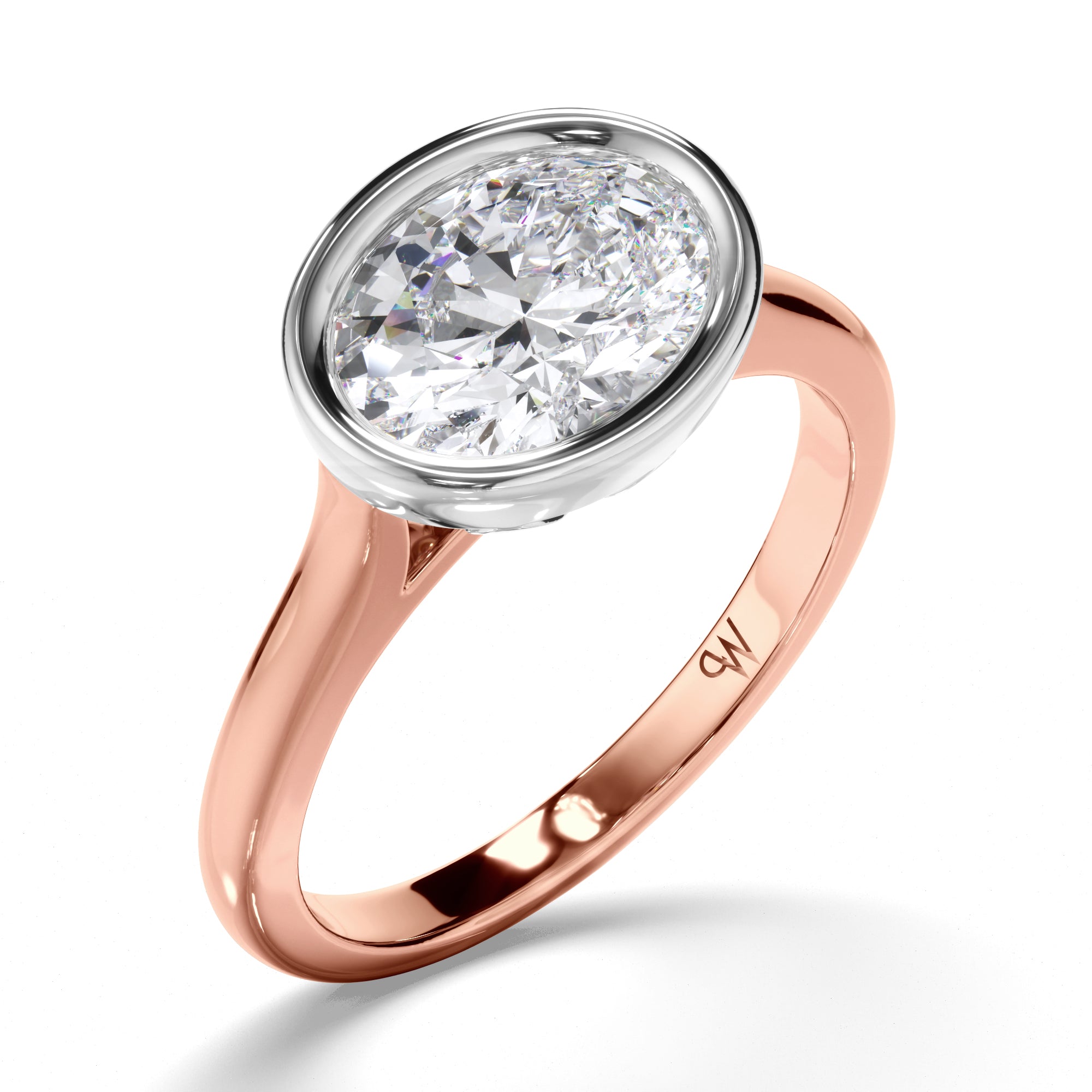 Oval Diamond Bezel Set Engagement Ring