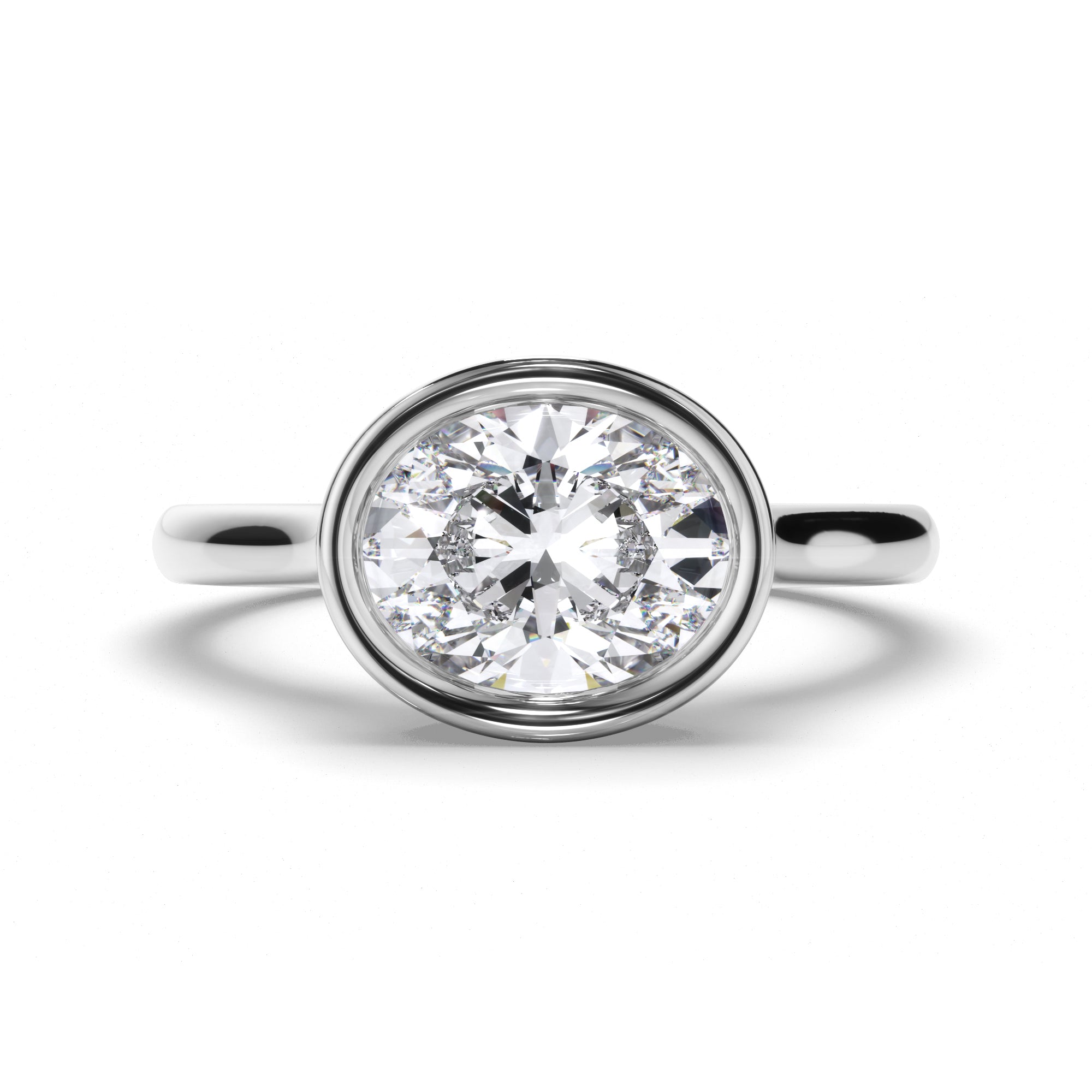 Oval Diamond Bezel Set Engagement Ring