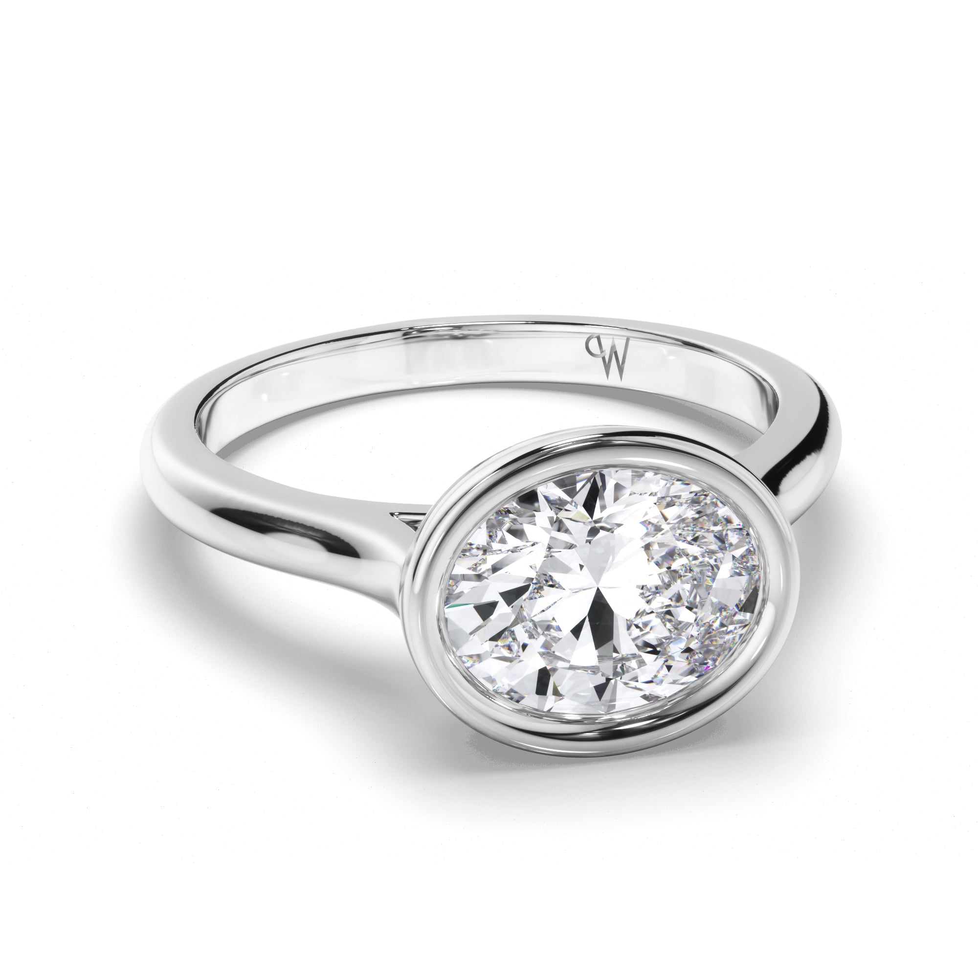 Oval Diamond Bezel Set Engagement Ring