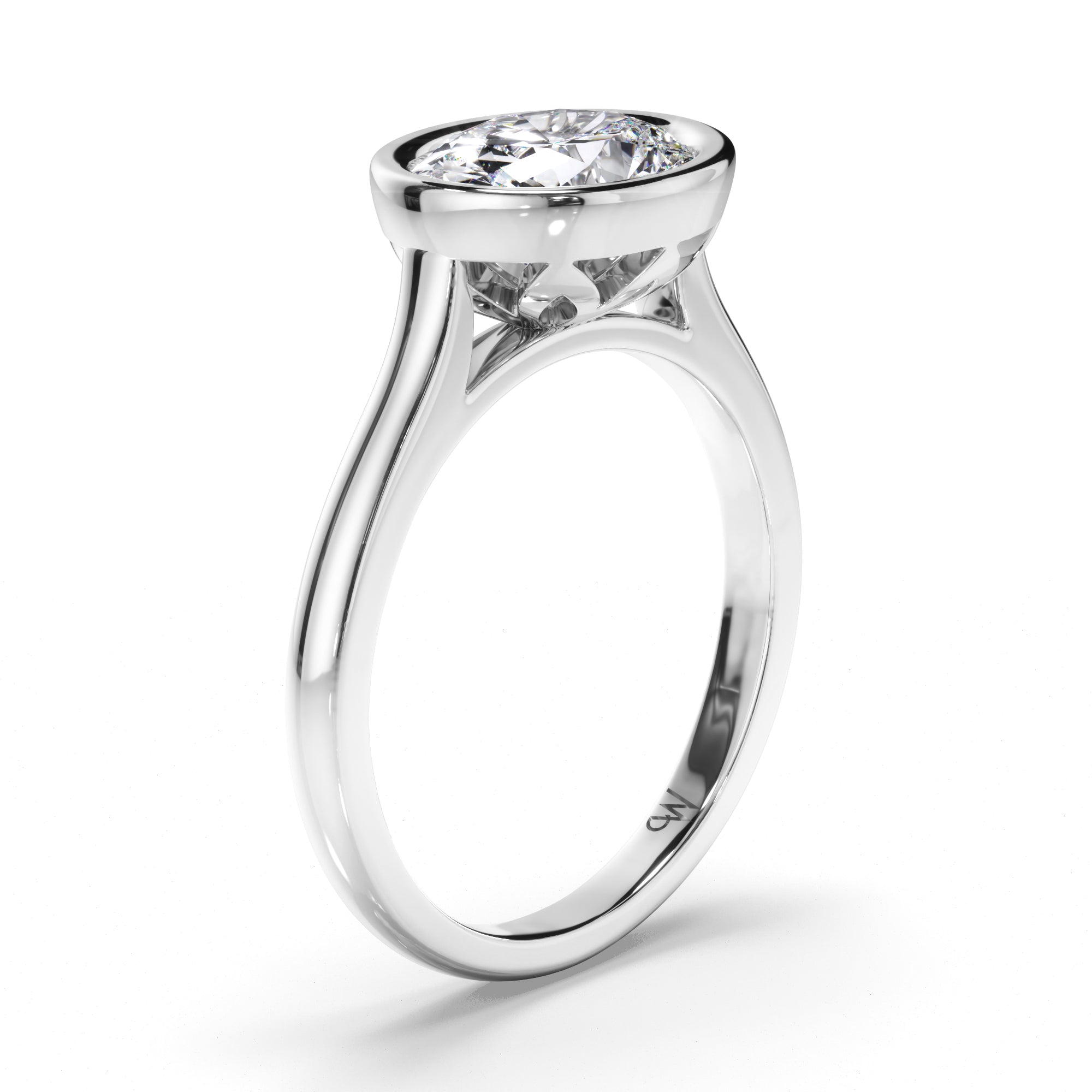 Oval Diamond Bezel Set Engagement Ring