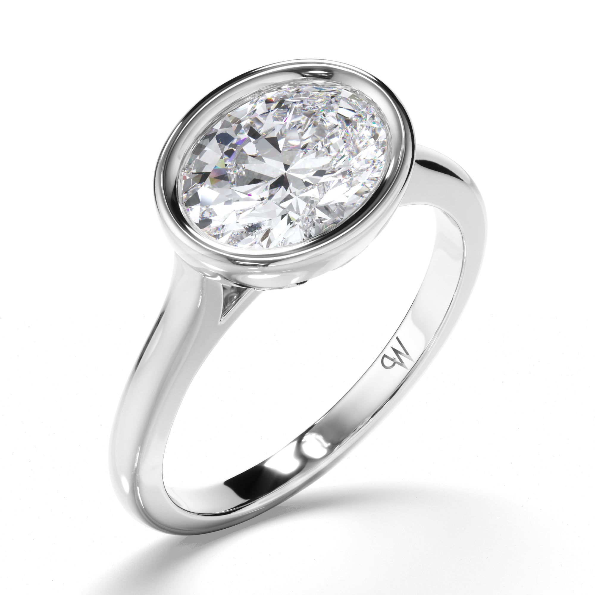 Oval Diamond Bezel Set Engagement Ring