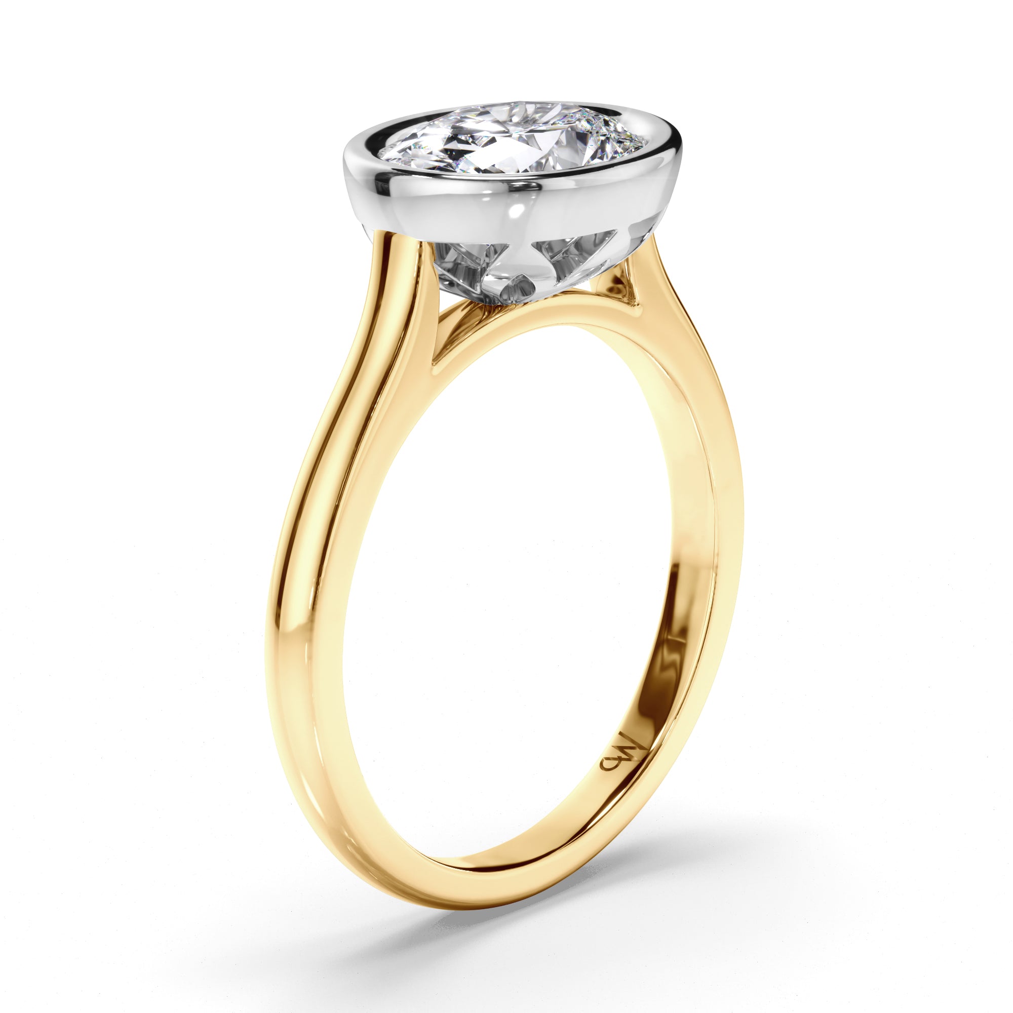 Oval Diamond Bezel Set Engagement Ring