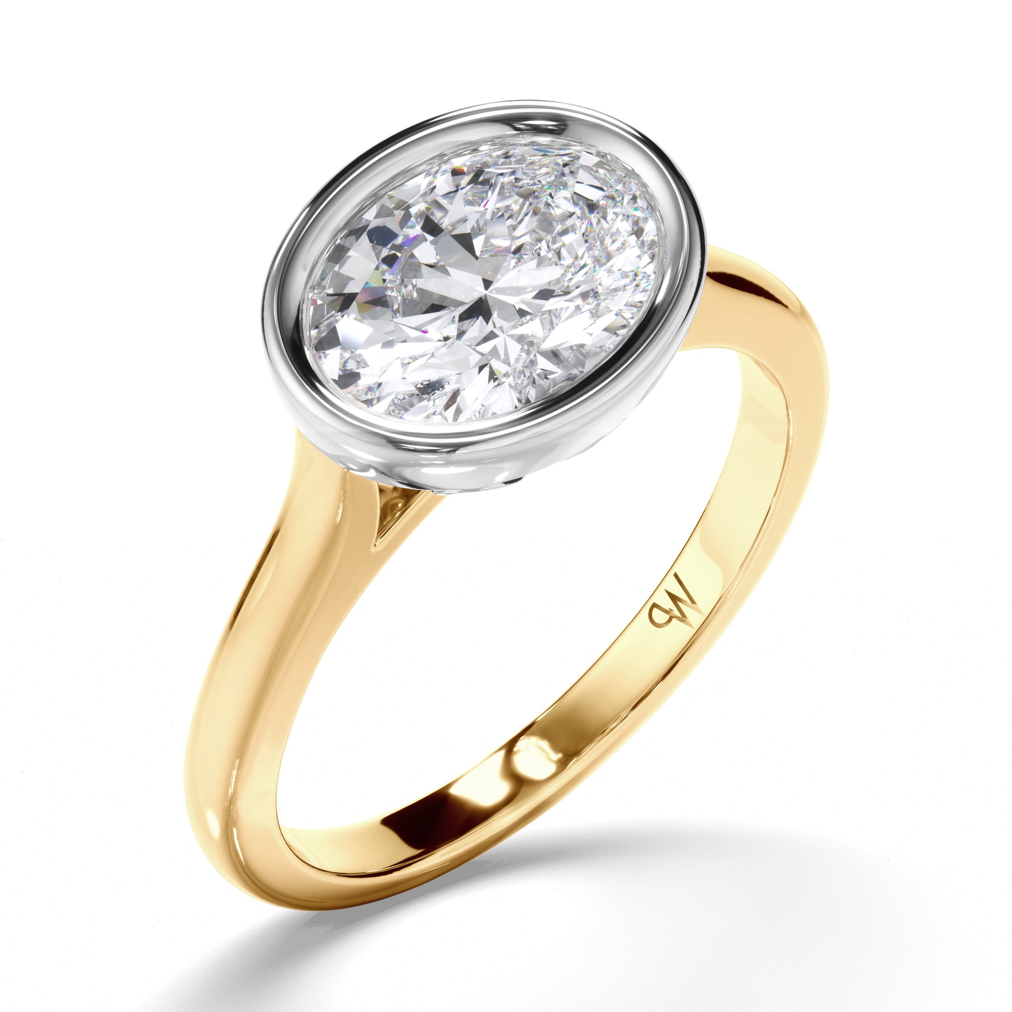 Oval Diamond Bezel Set Engagement Ring