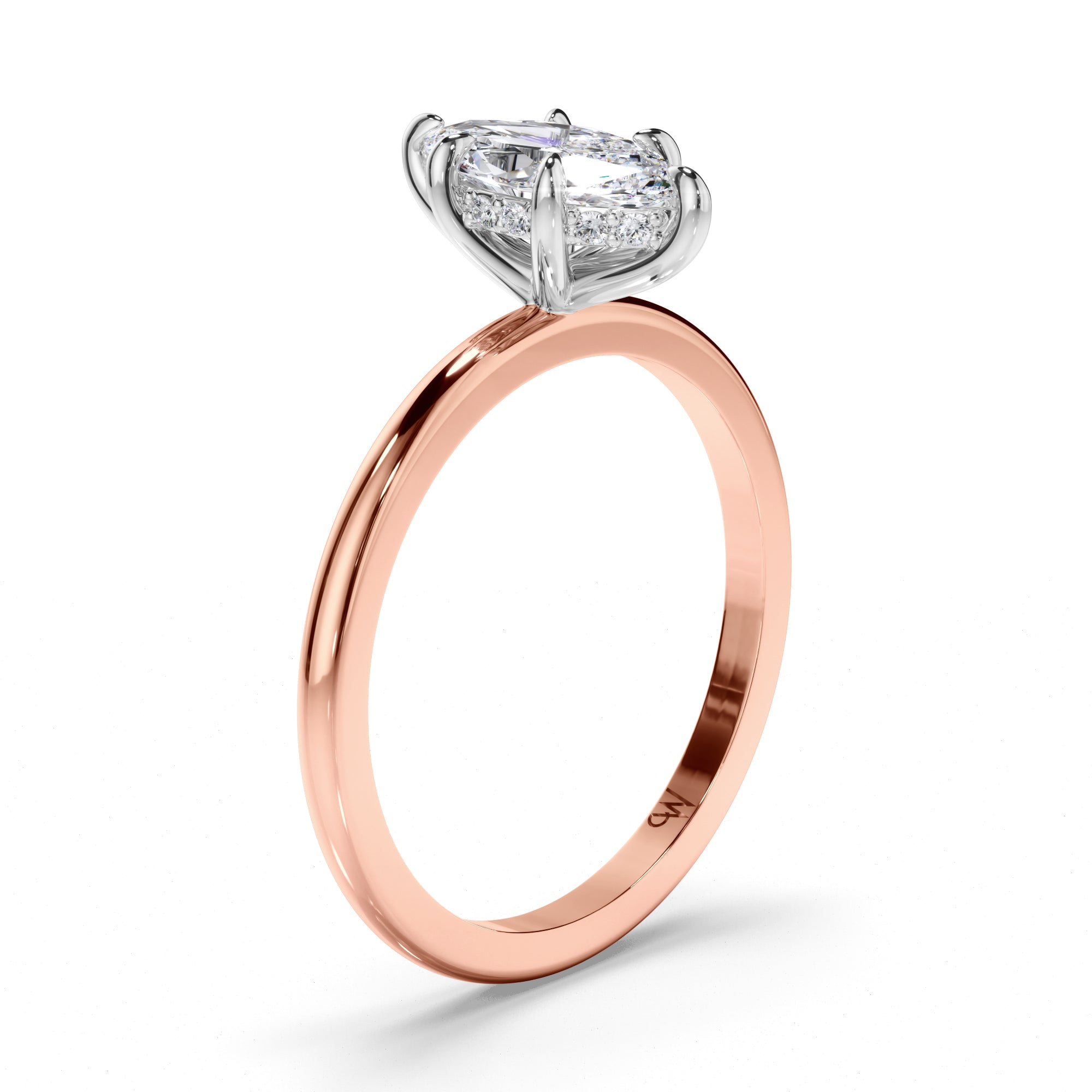Marquise Diamond Engagement Ring with Hidden Halo