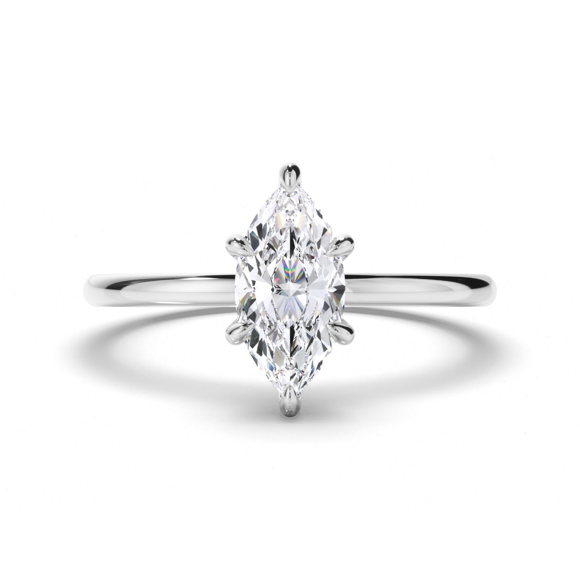 Marquise Diamond Engagement Ring with Hidden Halo