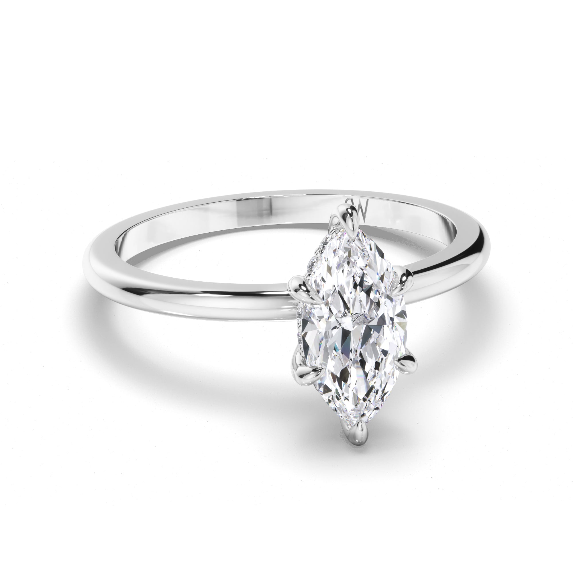 Marquise Diamond Engagement Ring with Hidden Halo