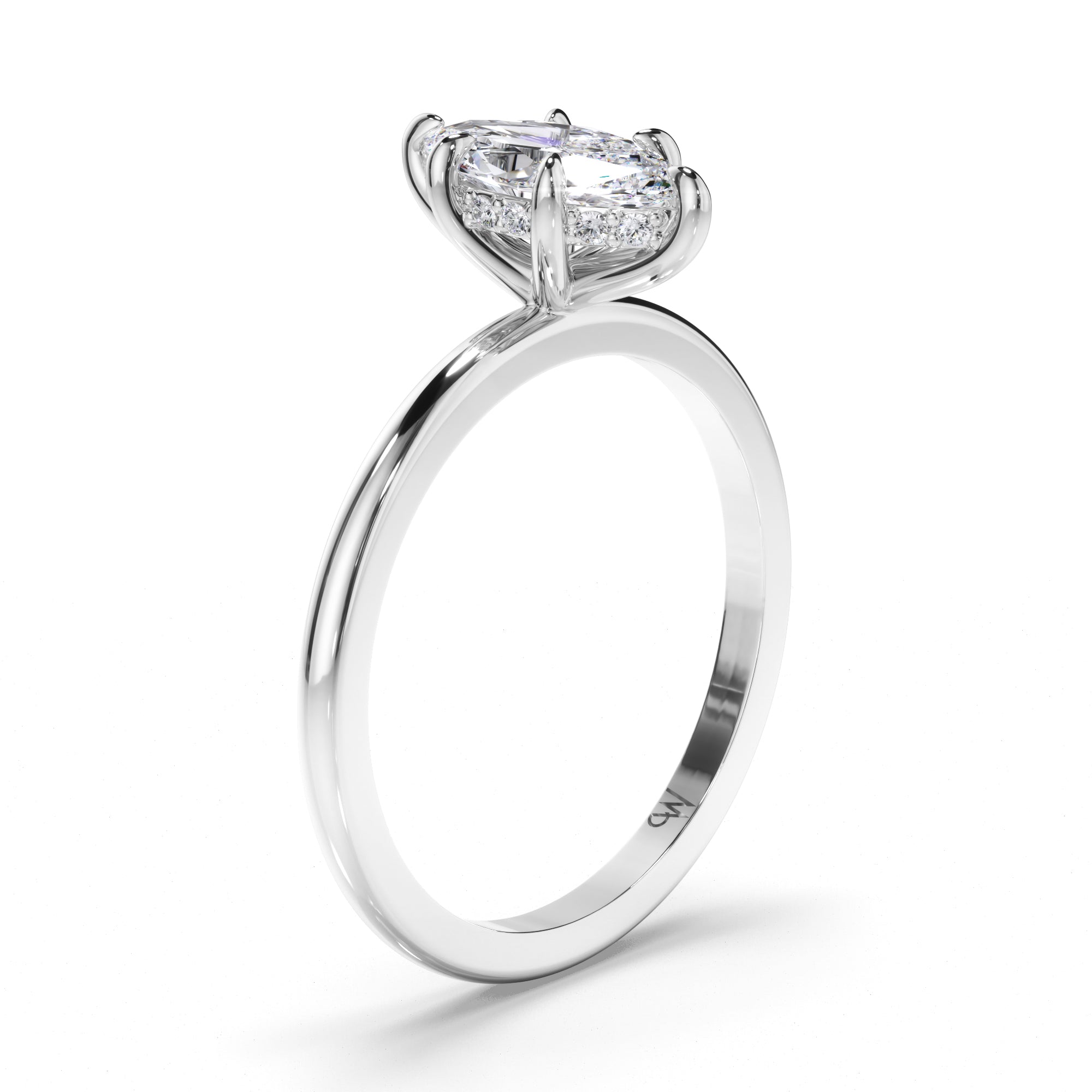 Marquise Diamond Engagement Ring with Hidden Halo
