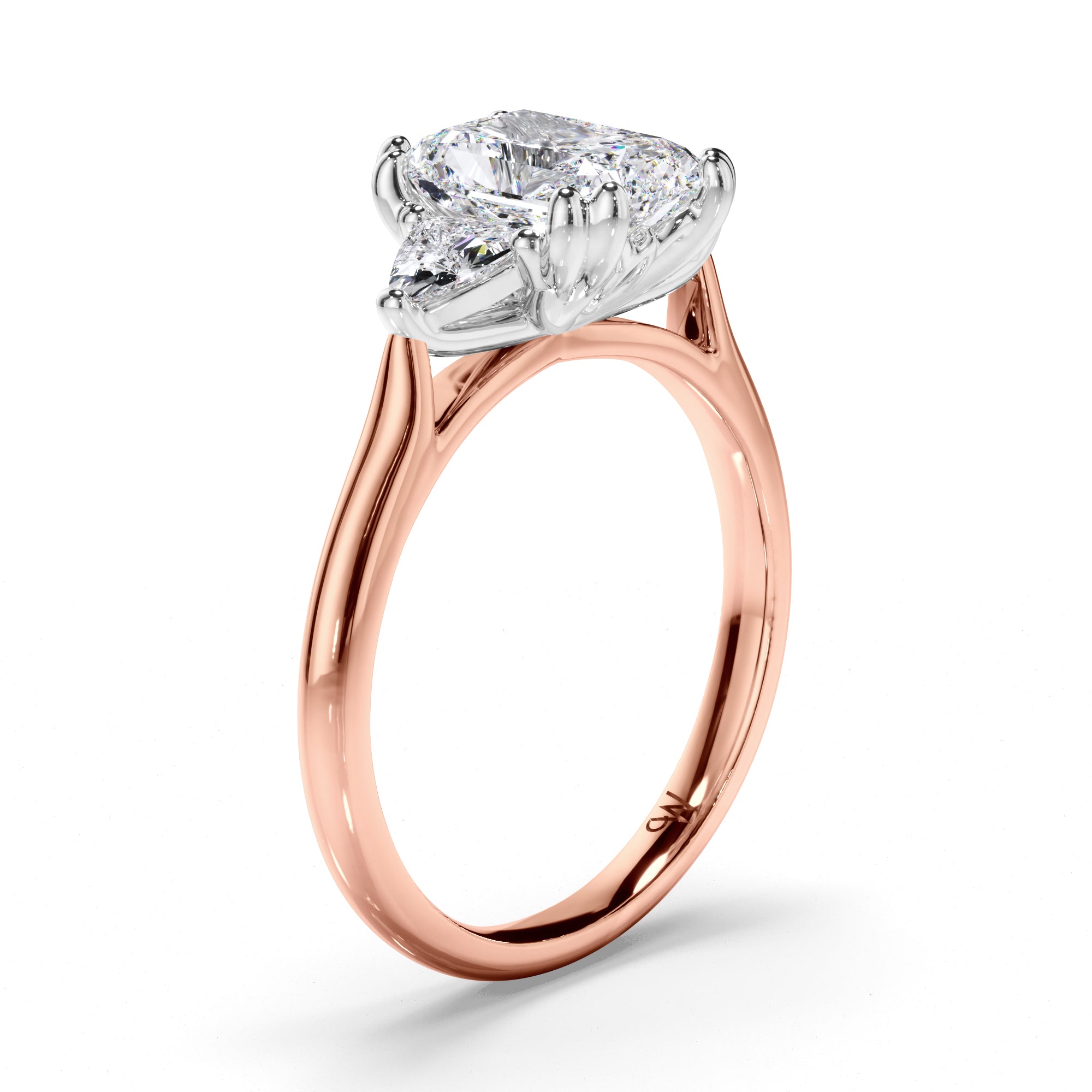 Radiant Diamond Trilogy Engagement Ring with Trilliant Sides