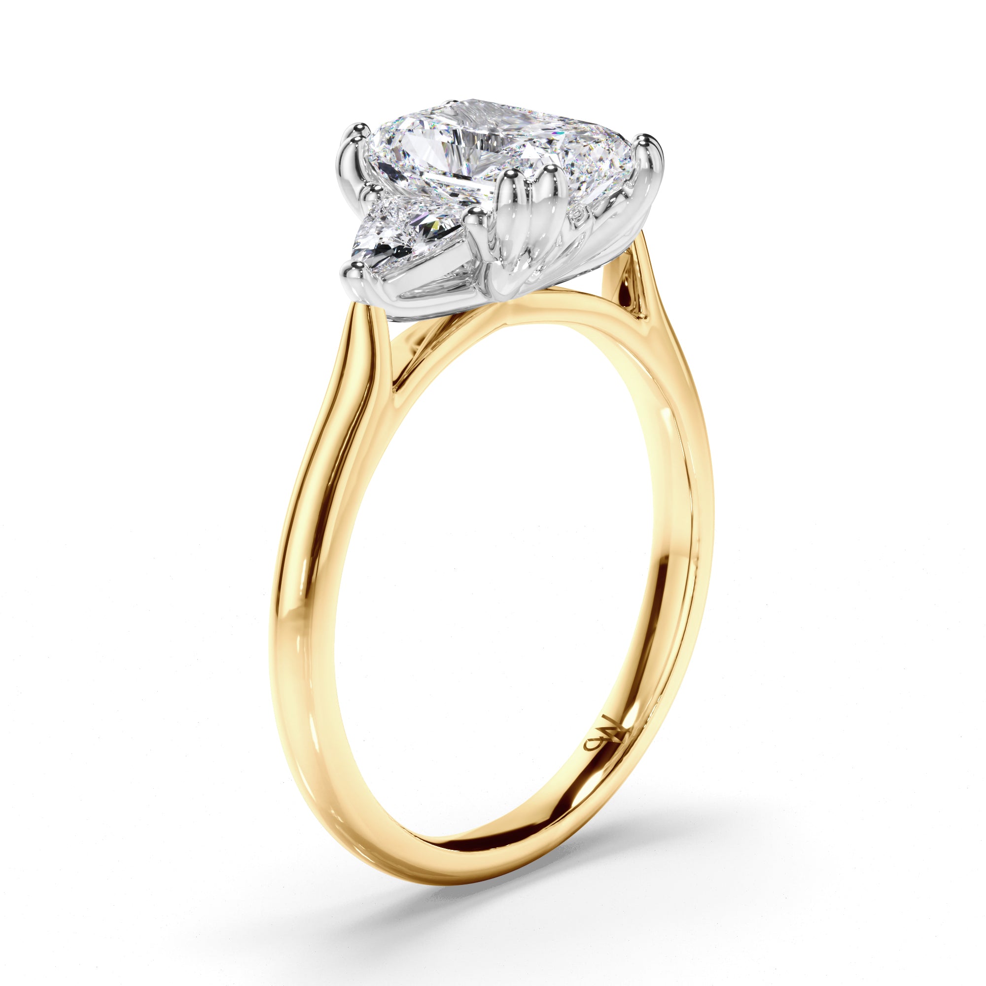 Radiant Diamond Trilogy Engagement Ring with Trilliant Sides