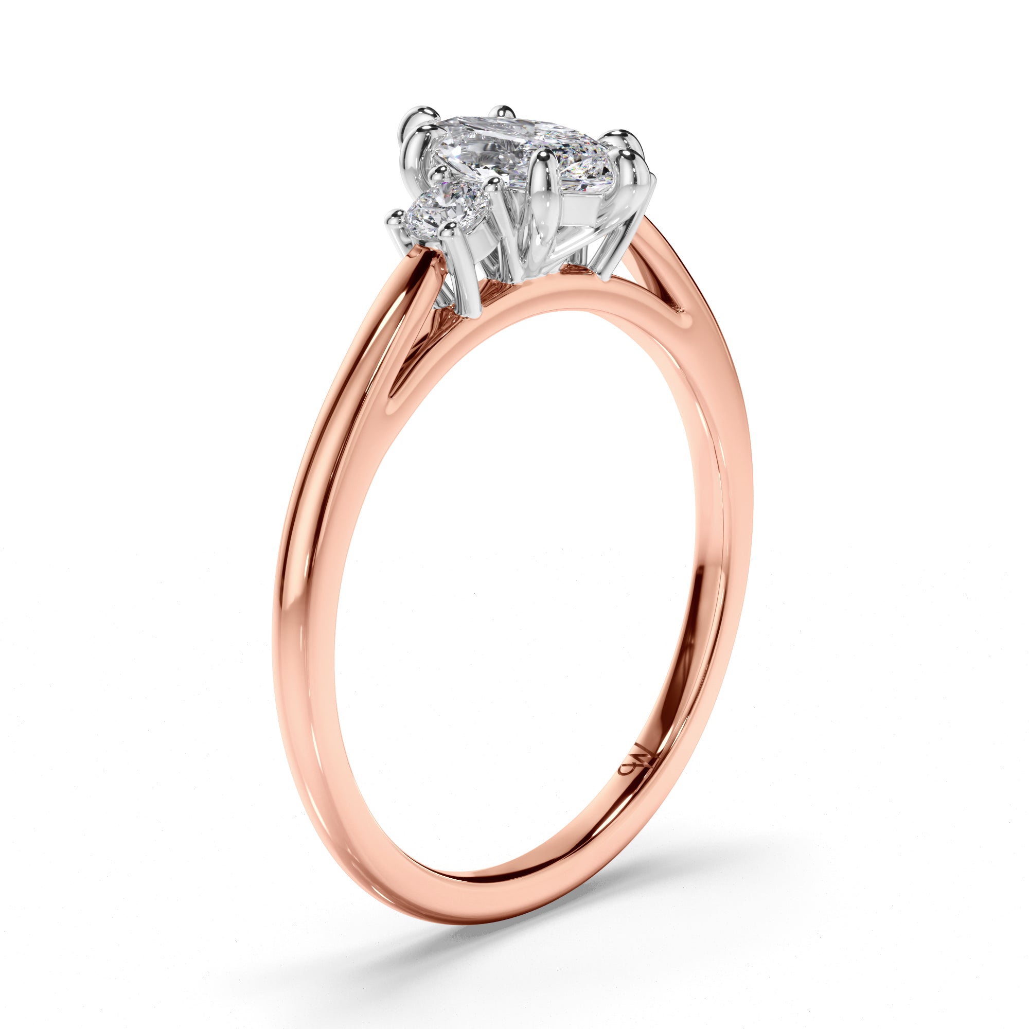 Marquise Diamond Trilogy Engagement Ring with Round Sides