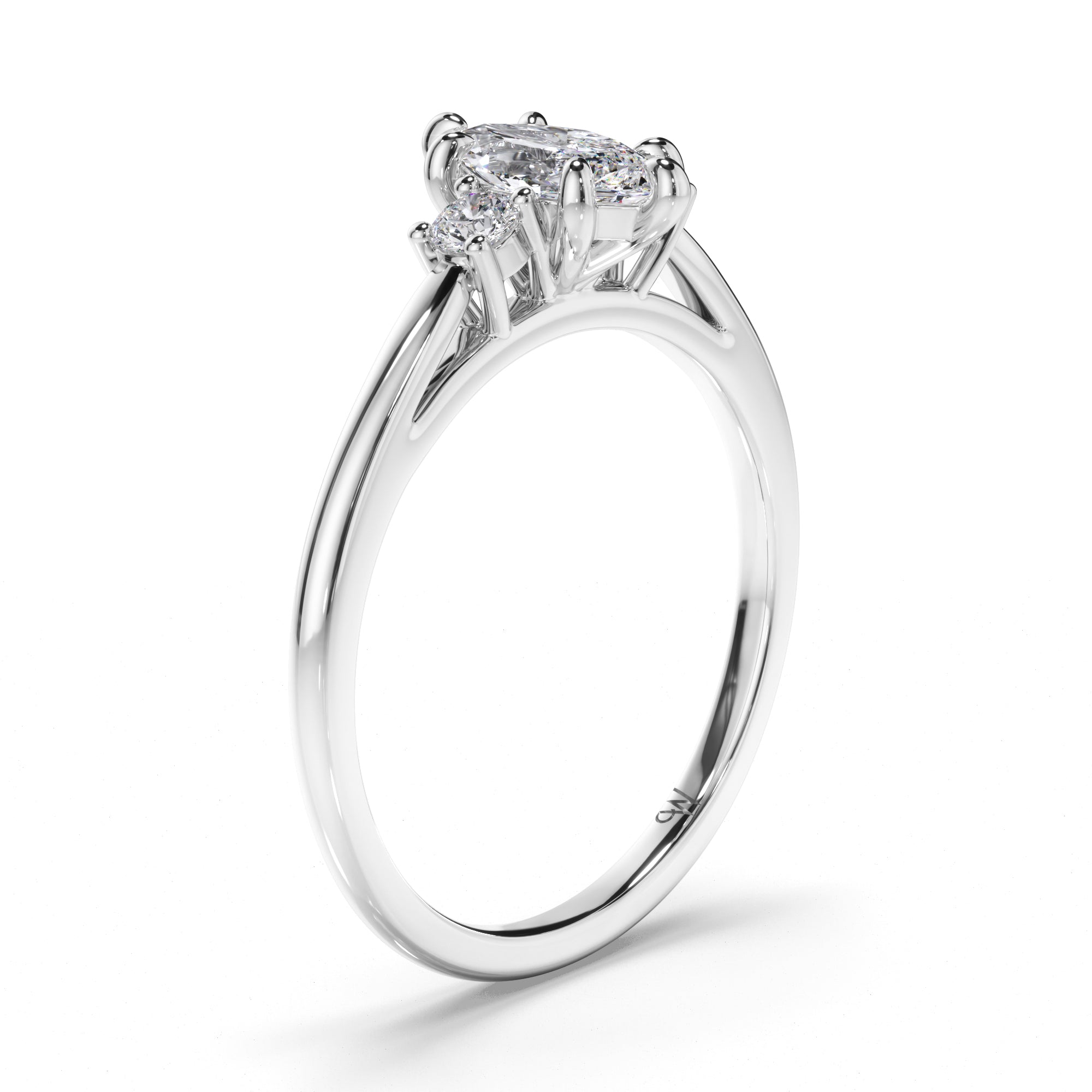 Marquise Diamond Trilogy Engagement Ring with Round Sides