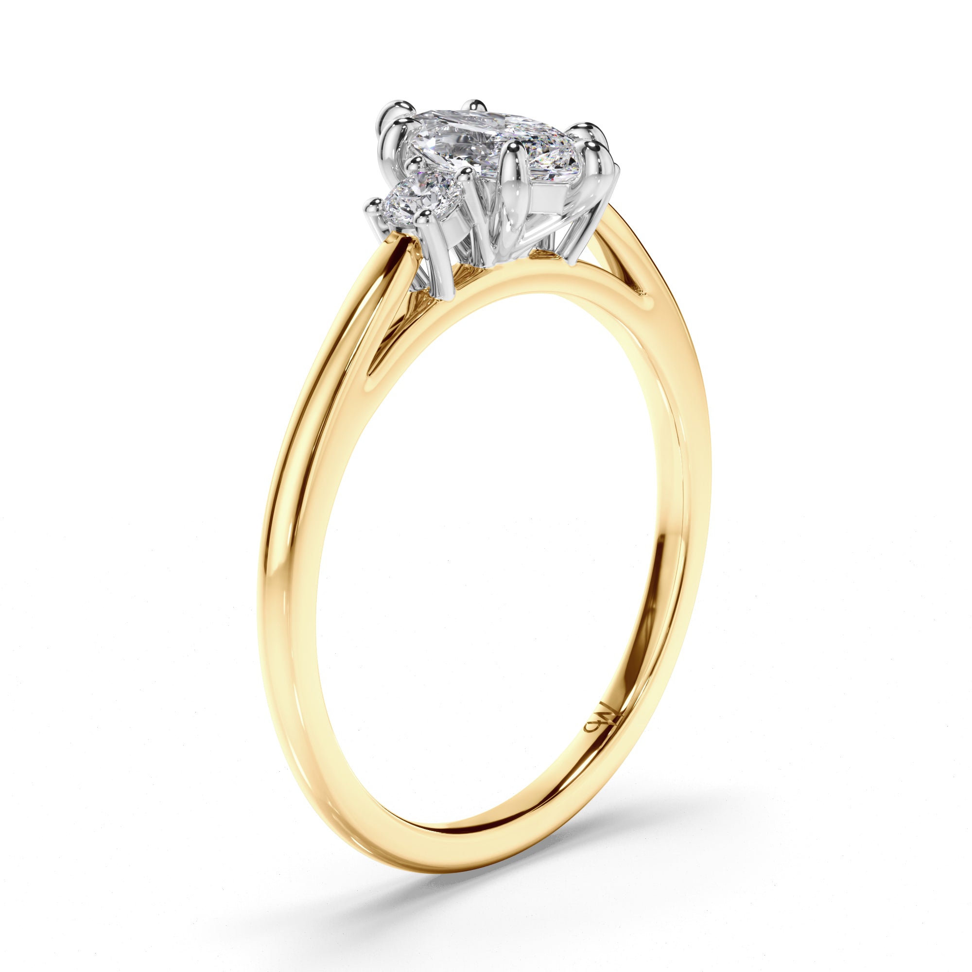 Marquise Diamond Trilogy Engagement Ring with Round Sides