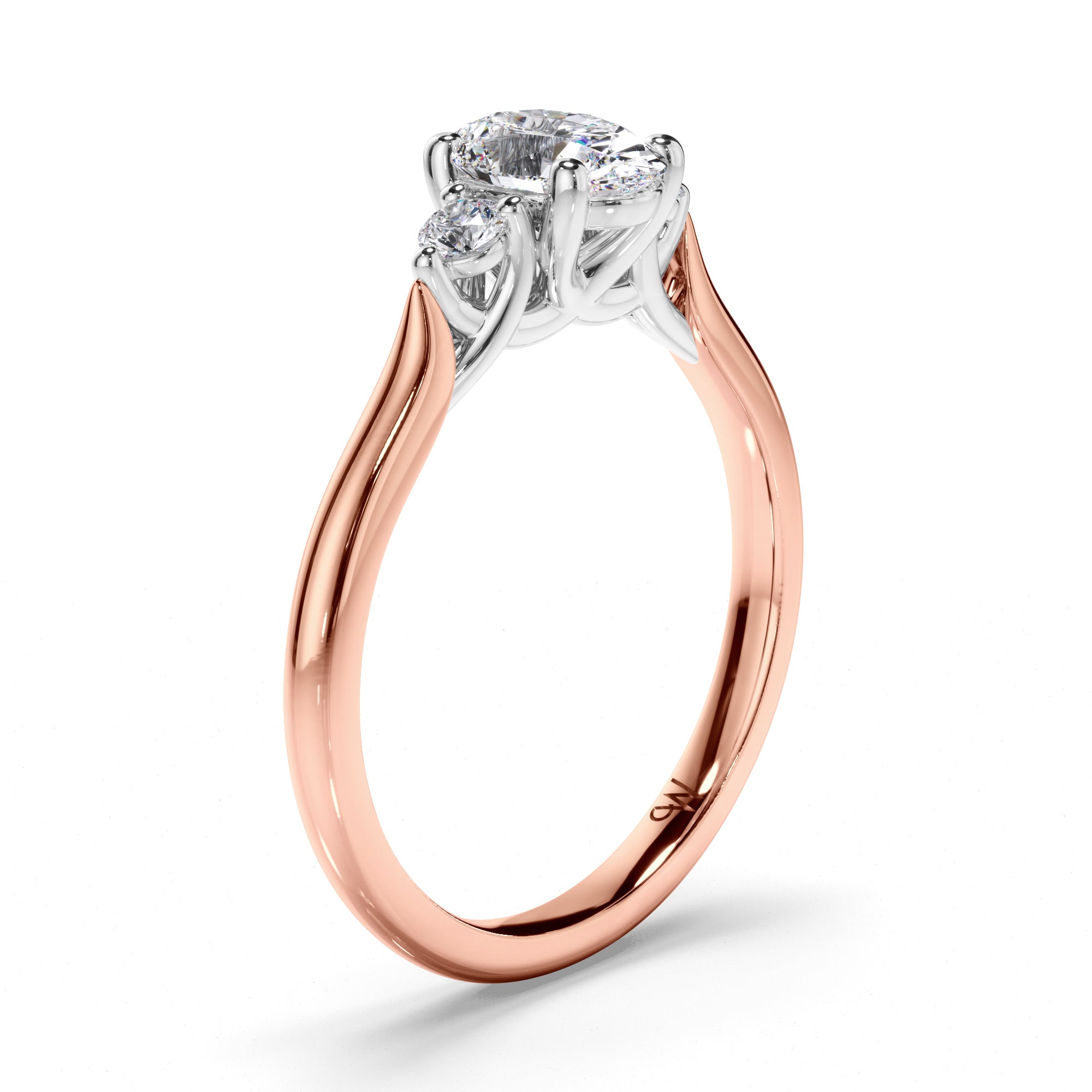 Oval Diamond Trilogy Engagement Ring with Round Sides