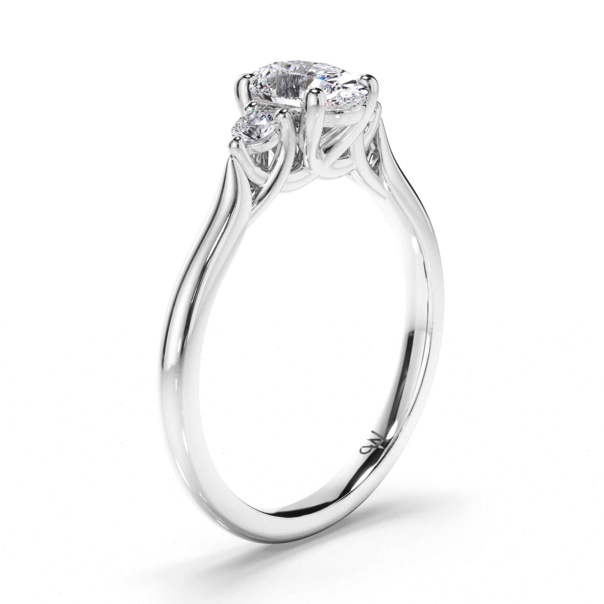 Oval Diamond Trilogy Engagement Ring with Round Sides
