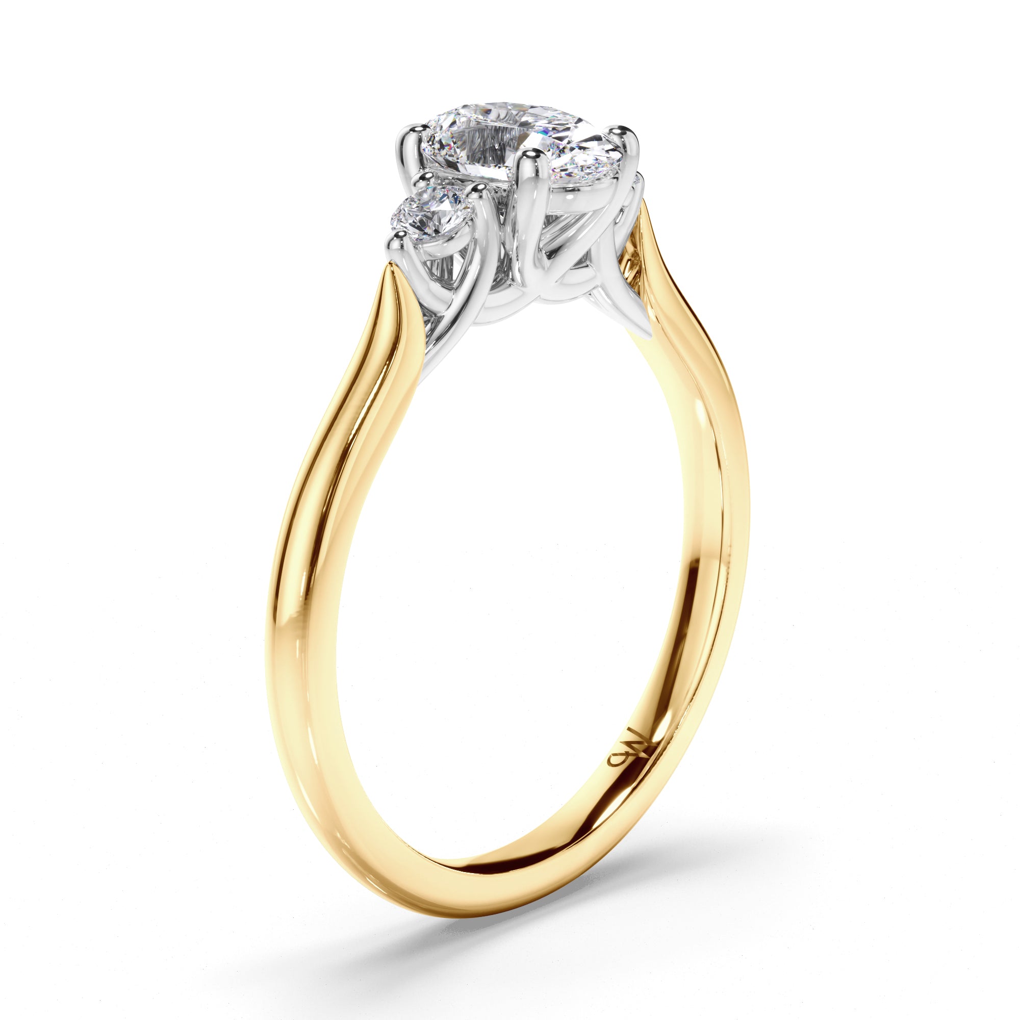 Oval Diamond Trilogy Engagement Ring with Round Sides