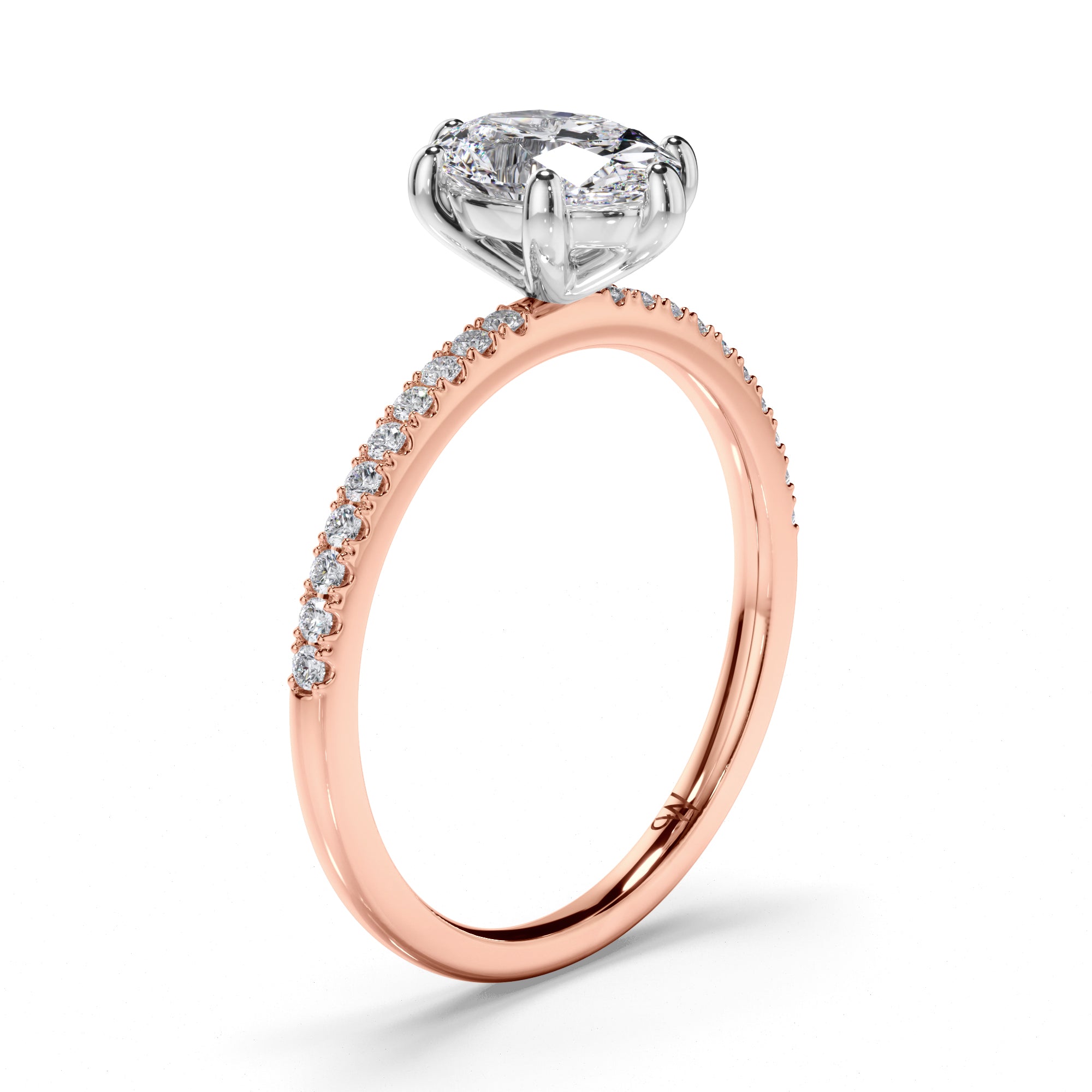 Oval Diamond Engagement Ring with Cut Claw Diamond Band