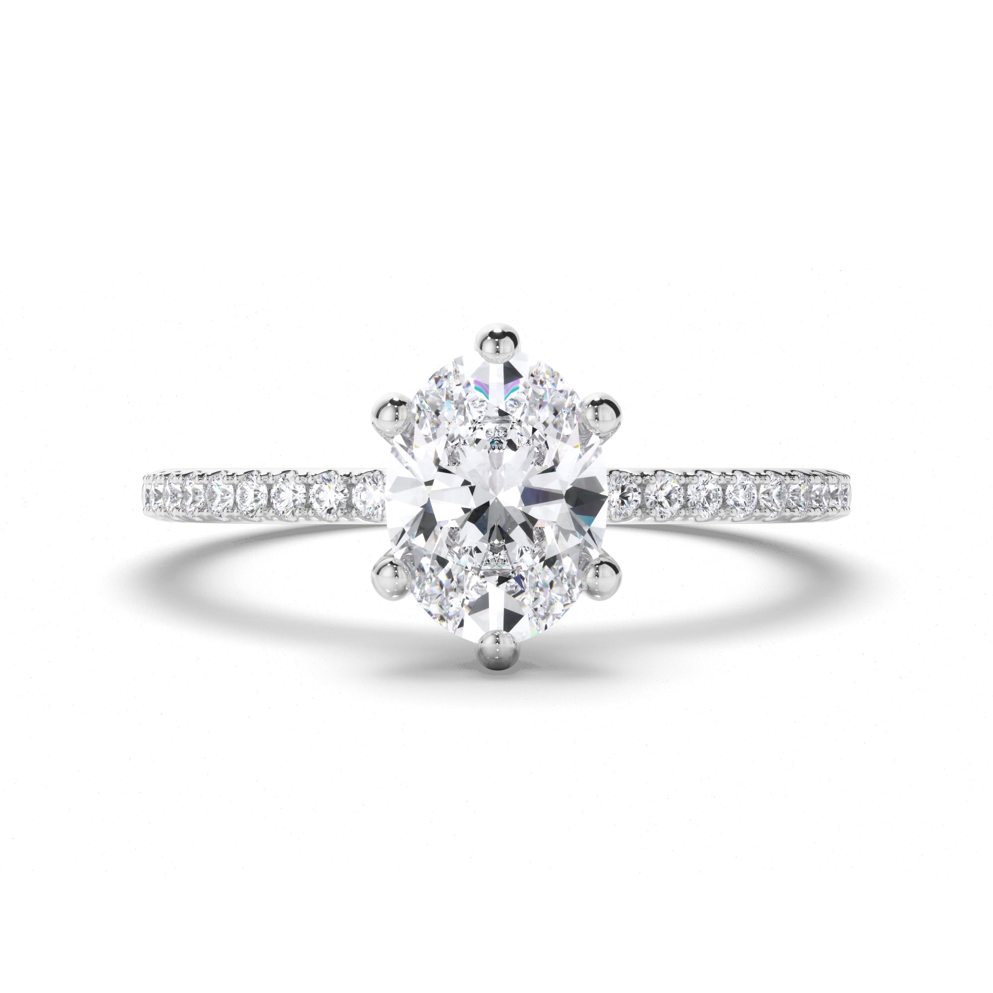 Oval Diamond Engagement Ring with Cut Claw Diamond Band