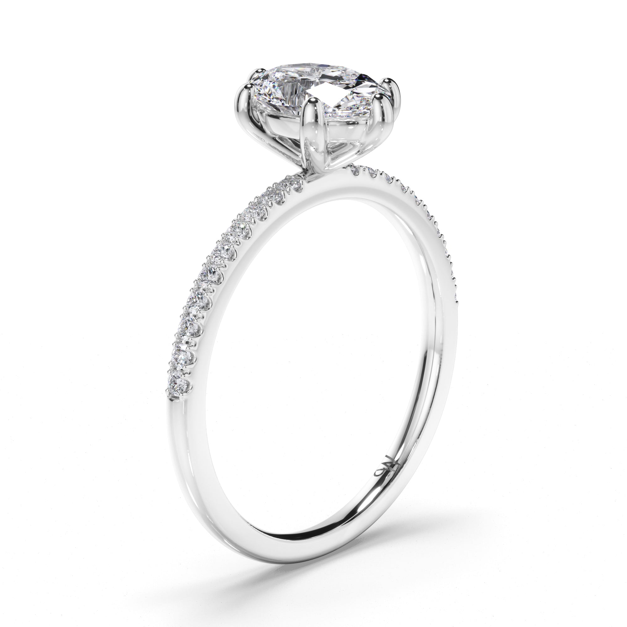 Oval Diamond Engagement Ring with Cut Claw Diamond Band