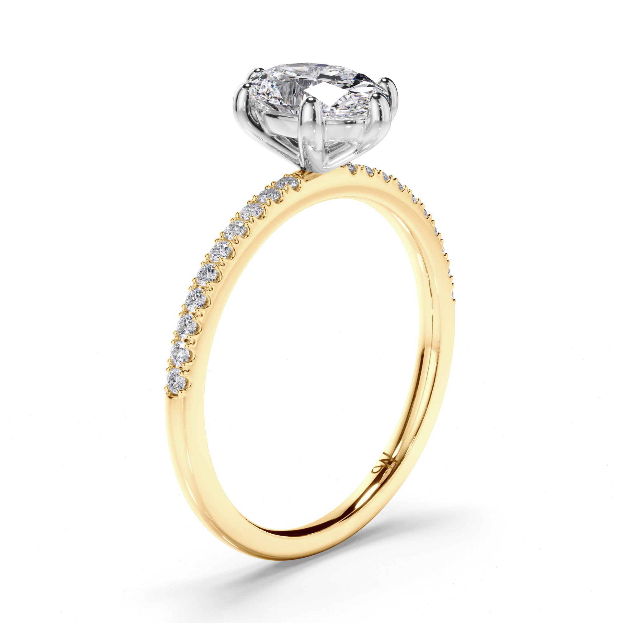 Oval Diamond Engagement Ring with Cut Claw Diamond Band
