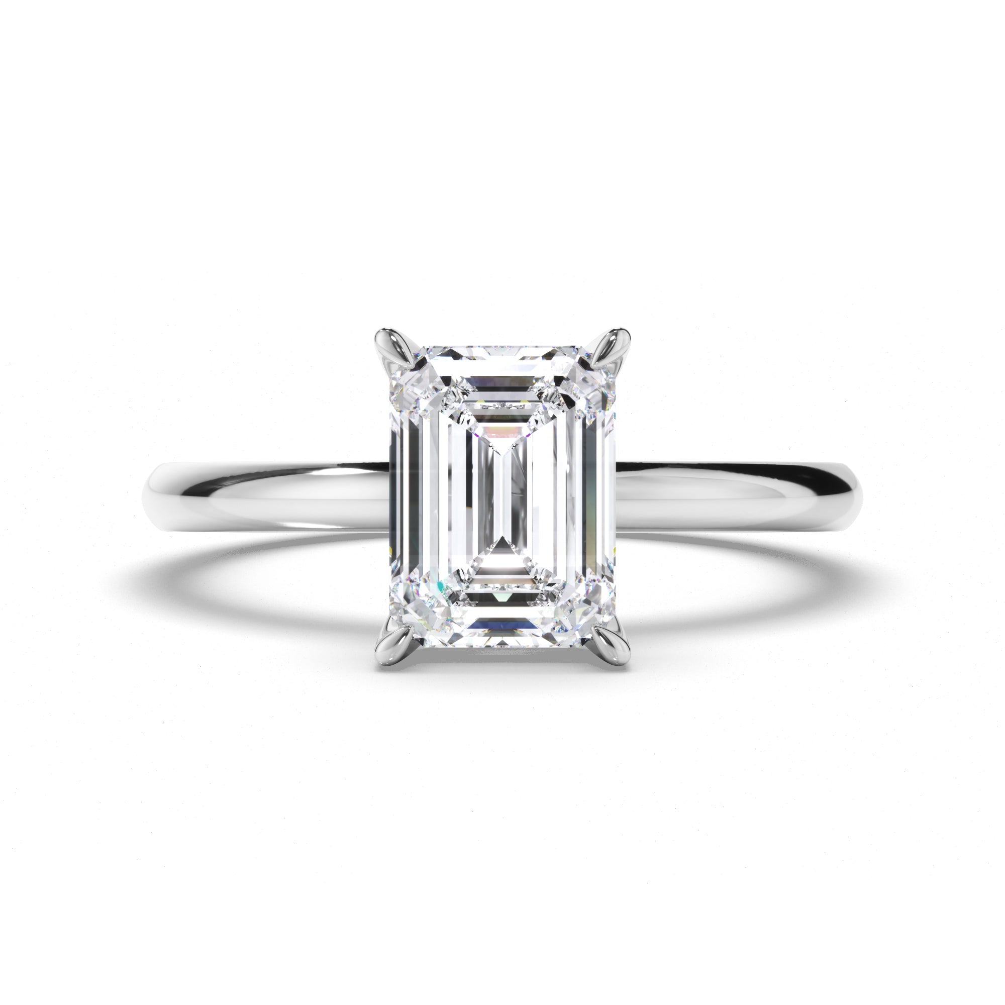 Emerald Cut Diamond Engagement Ring with Hidden Halo