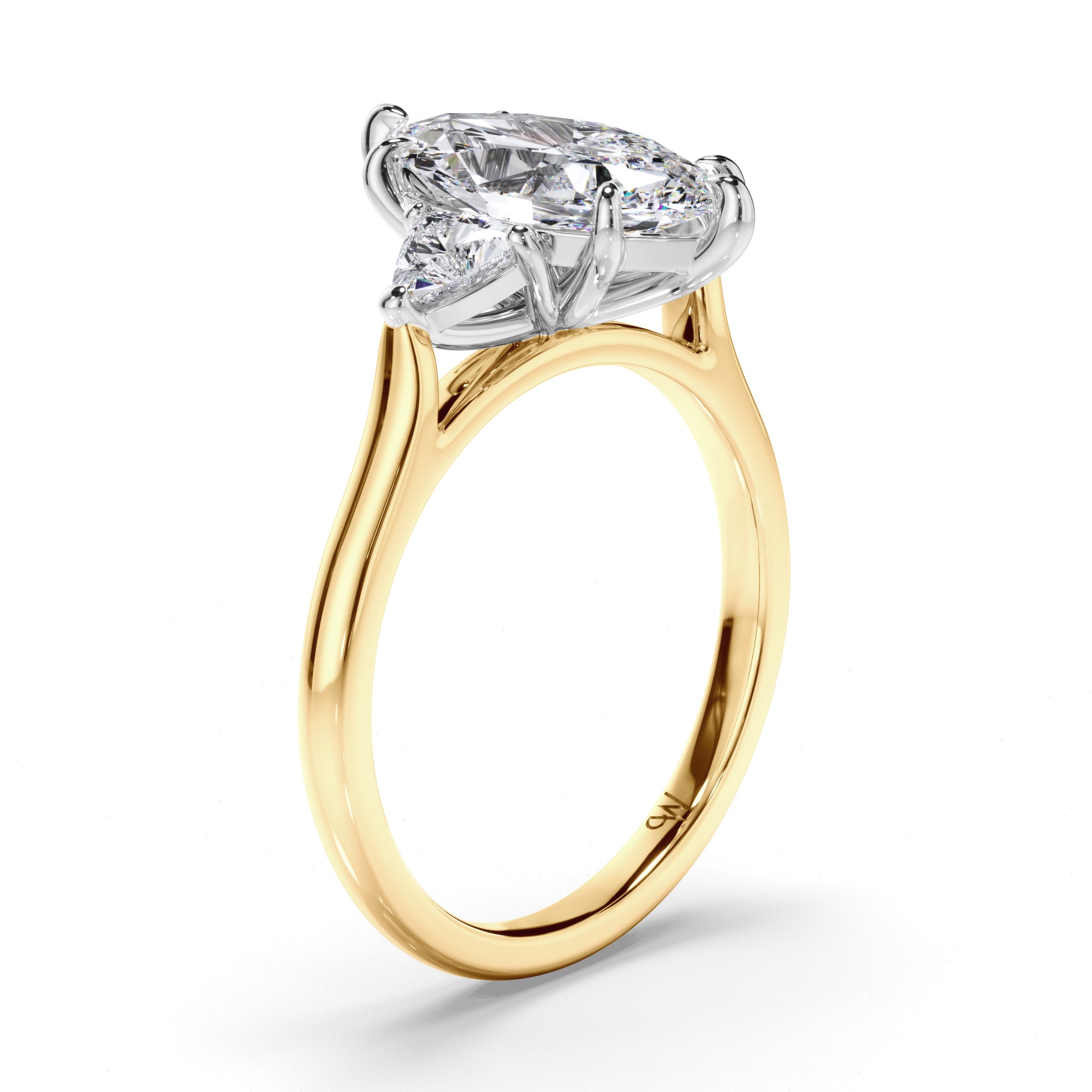 Marquise Diamond Trilogy Engagement Ring with Trilliant Sides