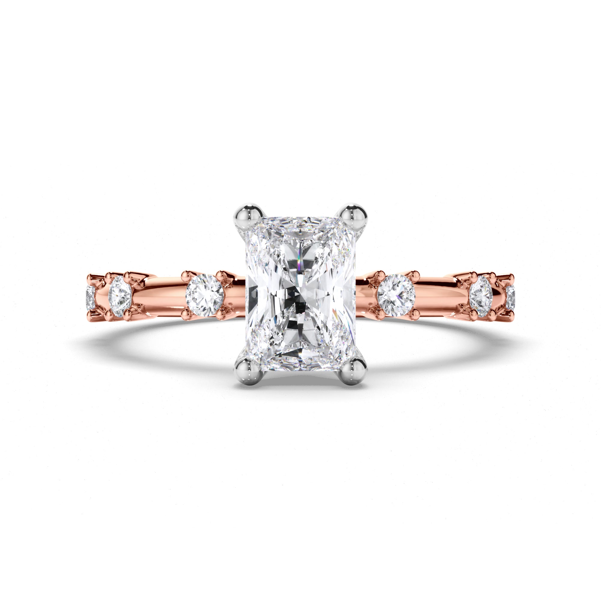 Radiant Diamond Engagement Ring with Diamond Set Band