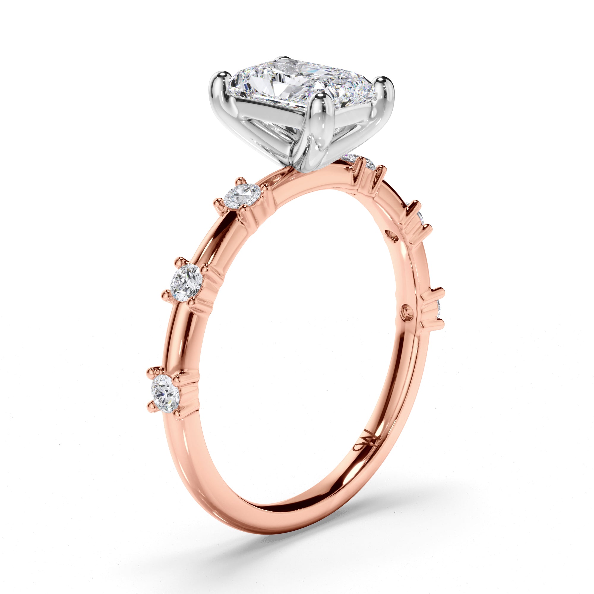 Radiant Diamond Engagement Ring with Diamond Set Band