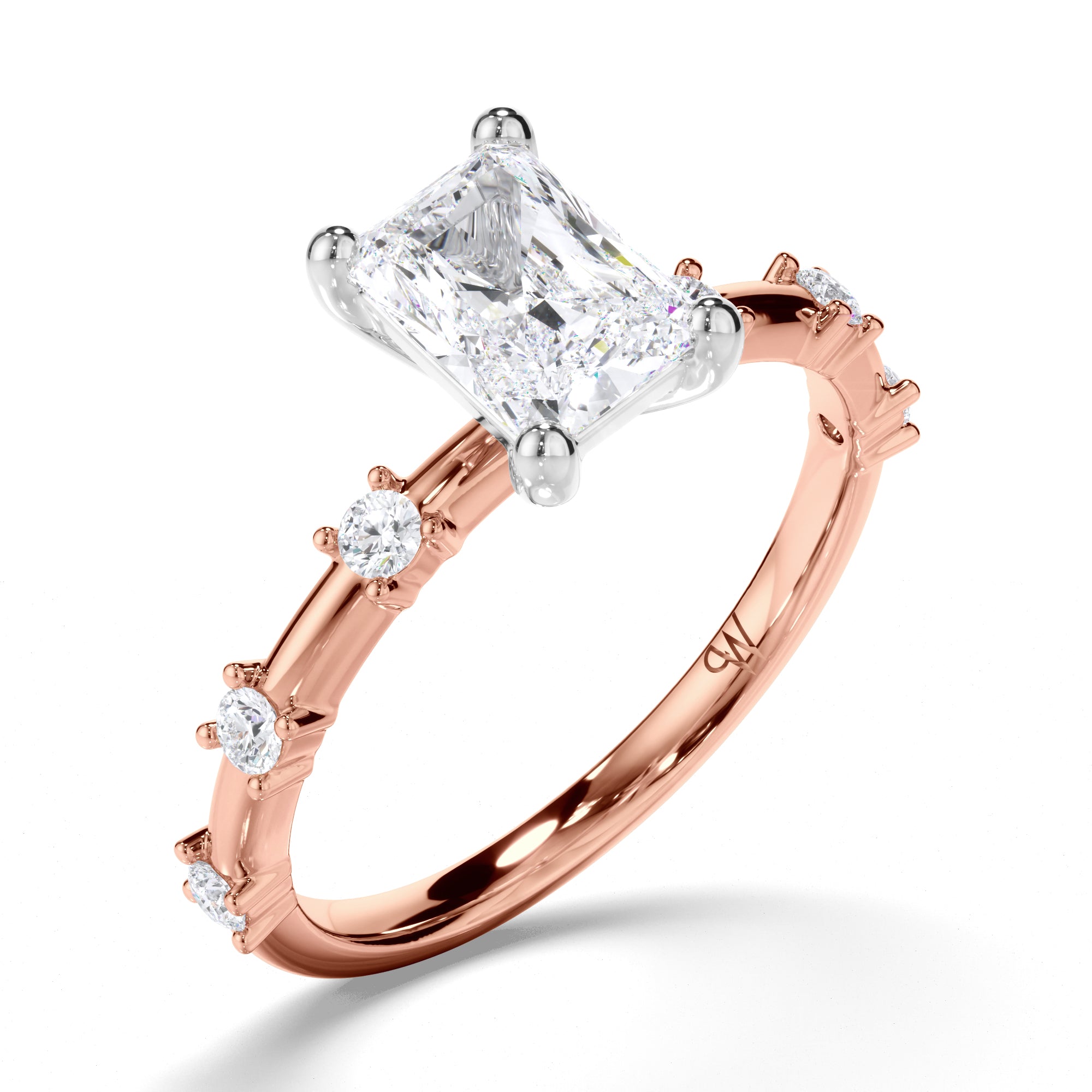Radiant Diamond Engagement Ring with Diamond Set Band
