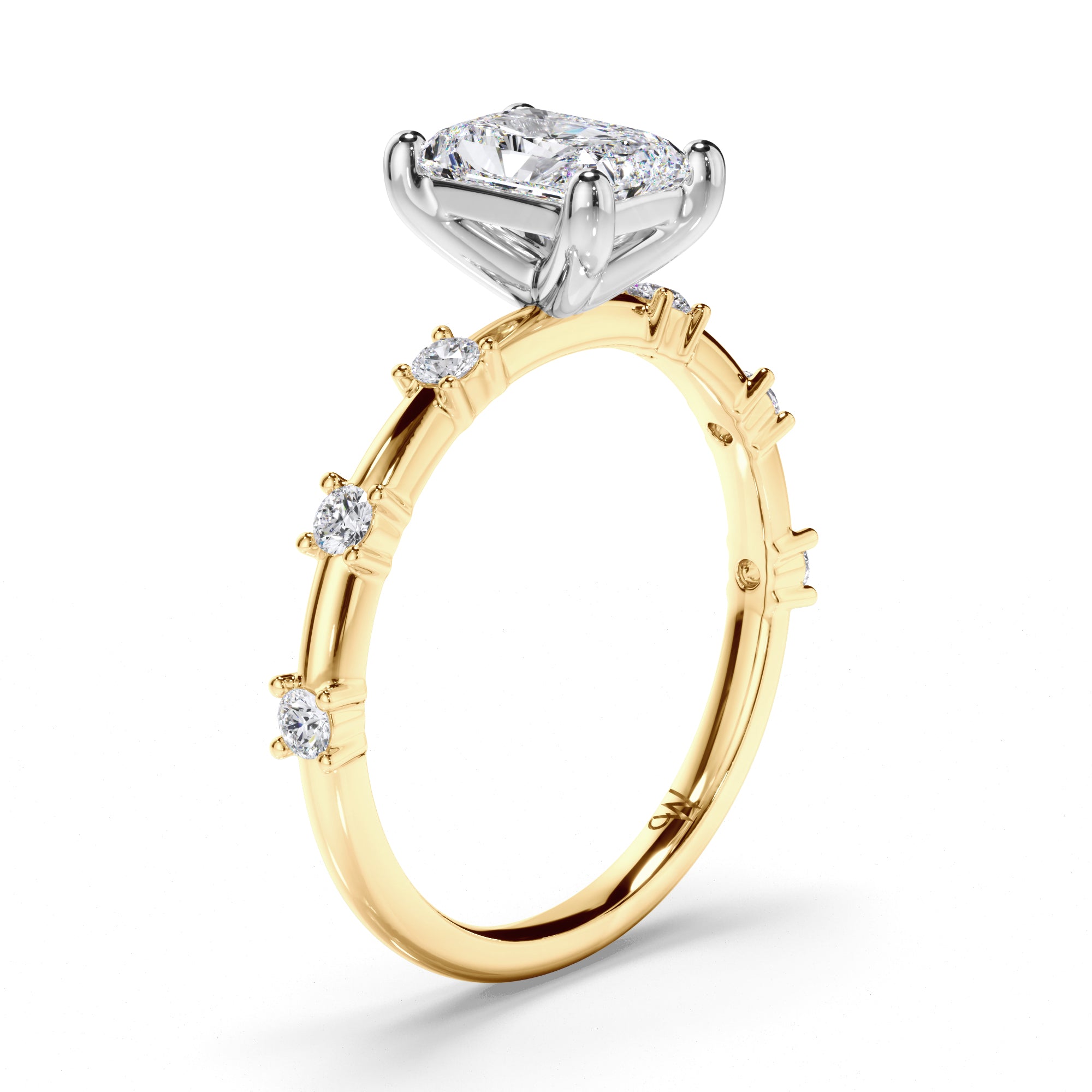 Radiant Diamond Engagement Ring with Diamond Set Band