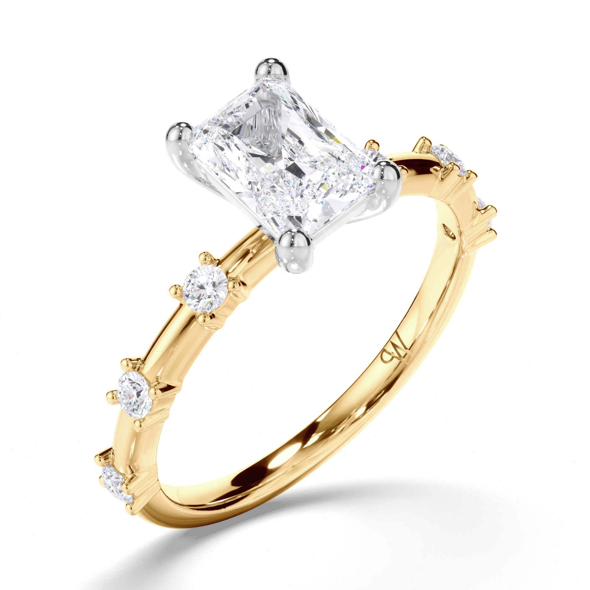 Radiant Diamond Engagement Ring with Diamond Set Band