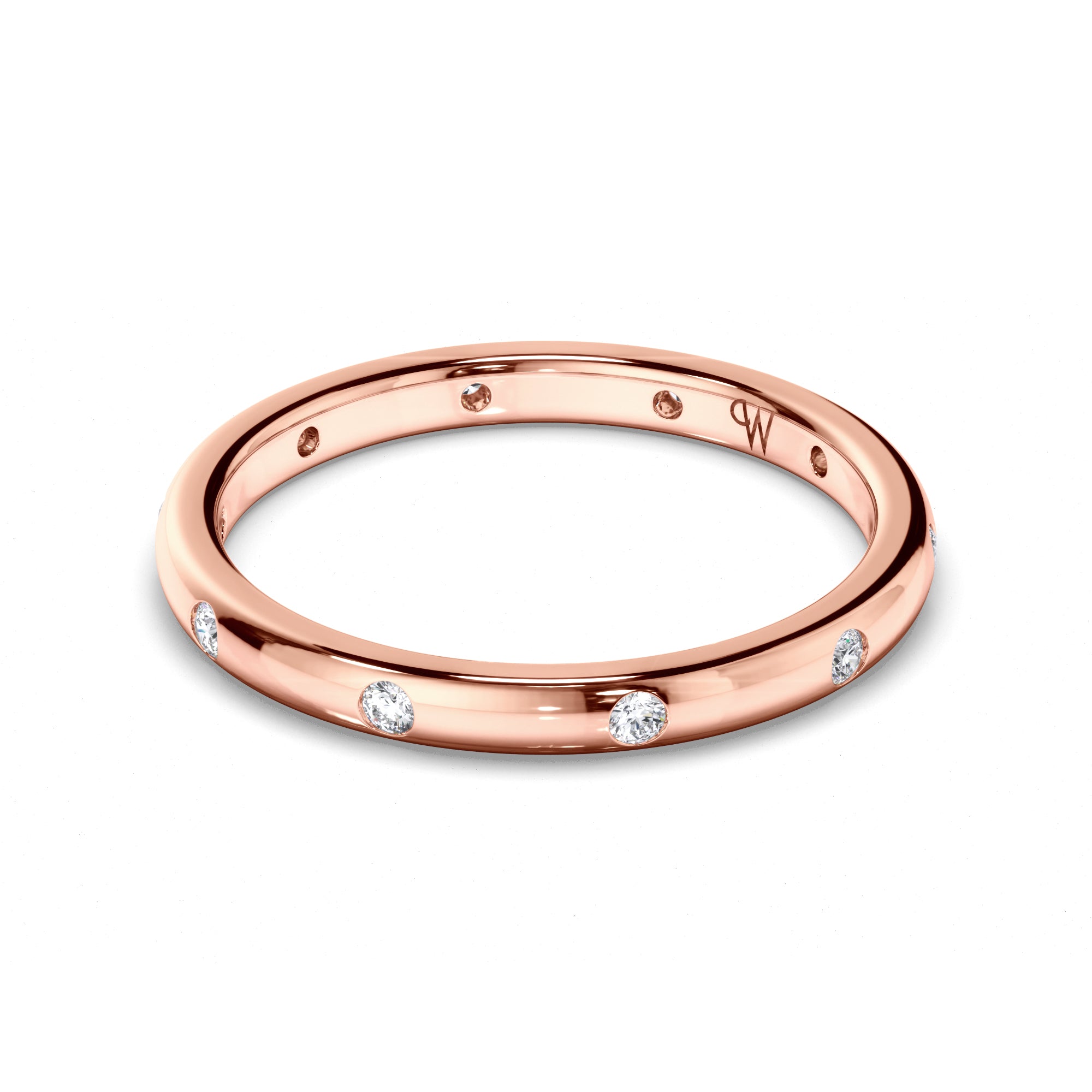 Pressure Set Round Brilliant Cut Diamond Wedding Ring