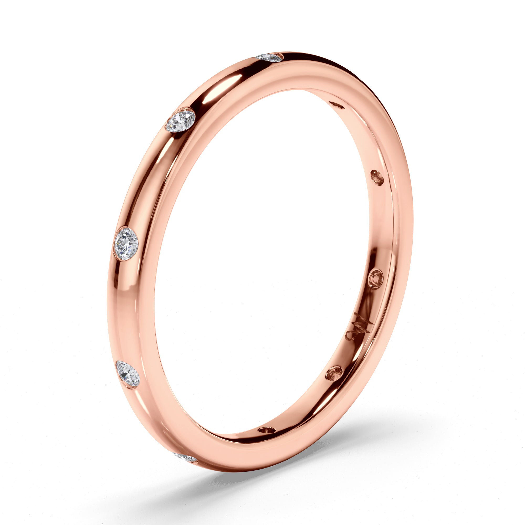 Pressure Set Round Brilliant Cut Diamond Wedding Ring