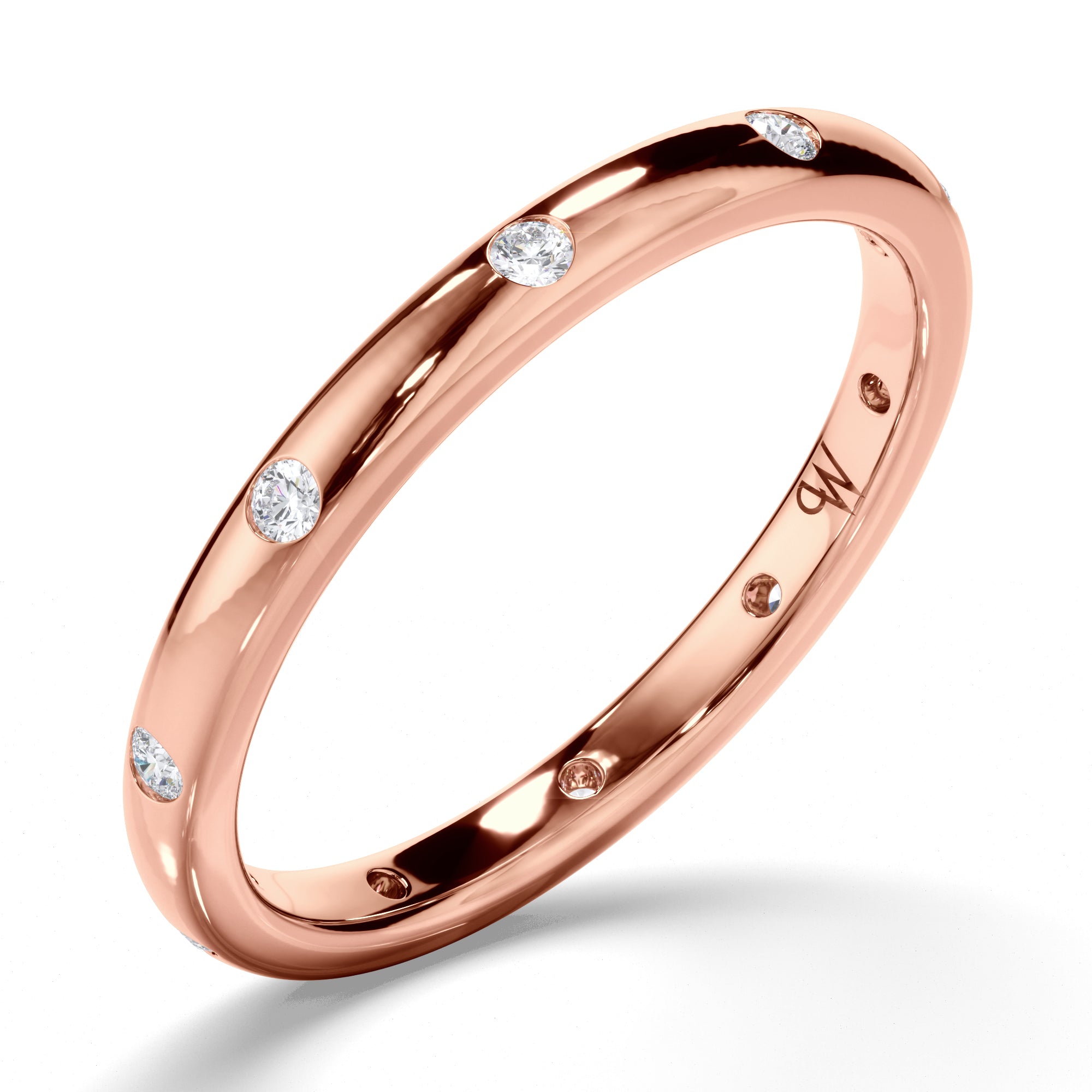 Pressure Set Round Brilliant Cut Diamond Wedding Ring