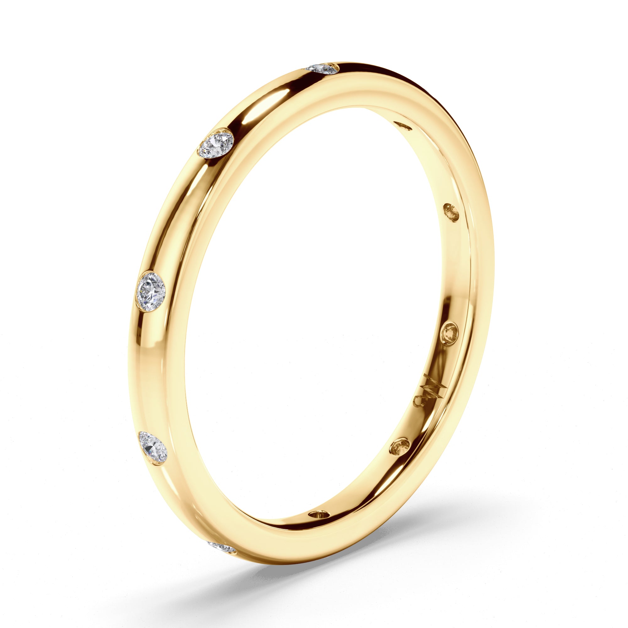 Pressure Set Round Brilliant Cut Diamond Wedding Ring