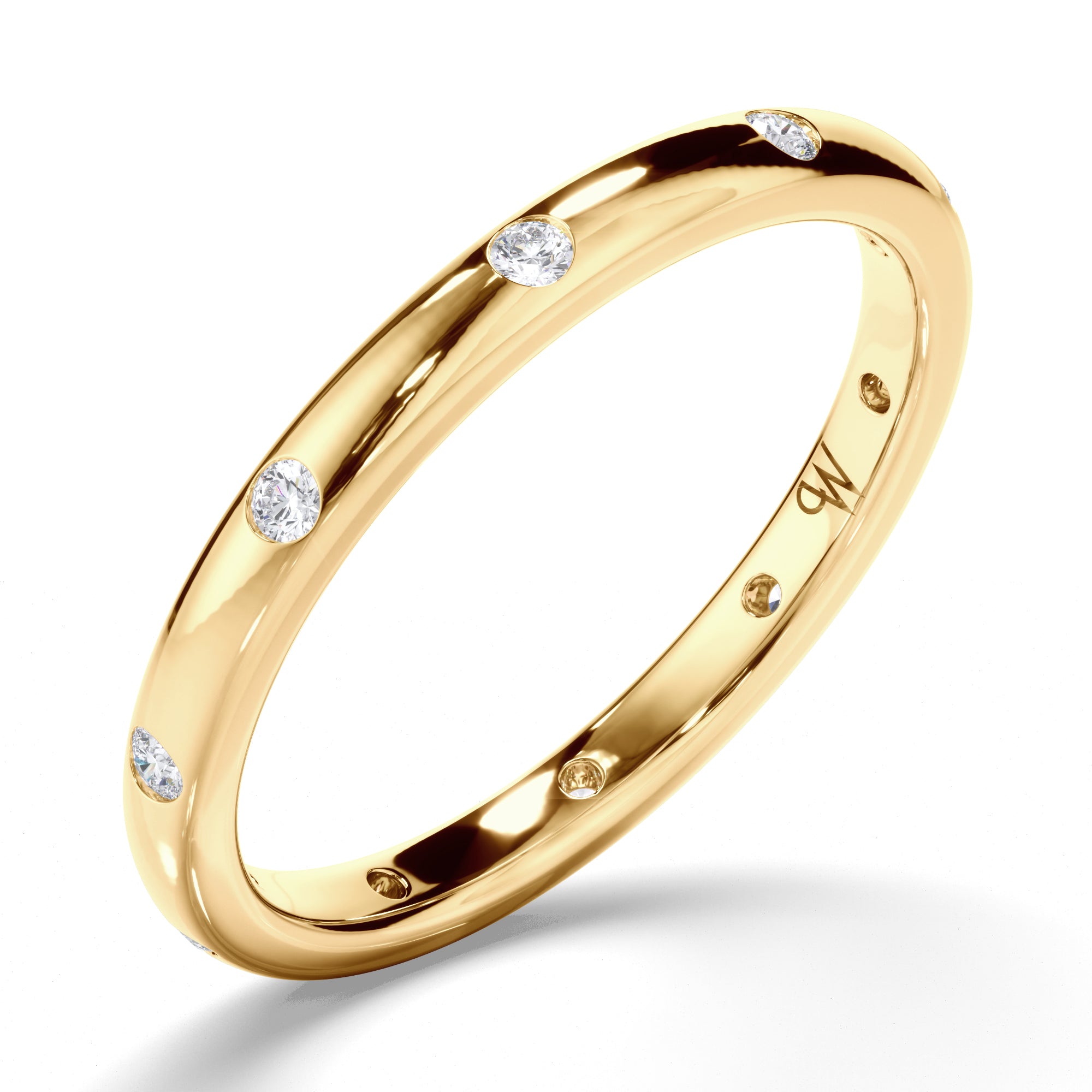 Pressure Set Round Brilliant Cut Diamond Wedding Ring