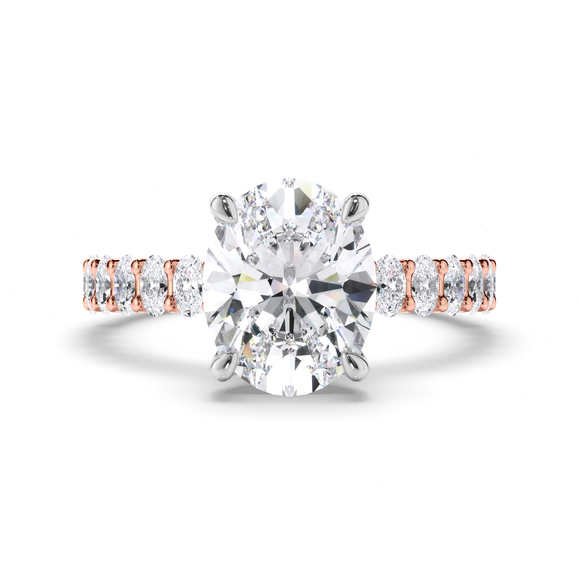 Oval Diamond Engagement Ring with Oval Diamond Band