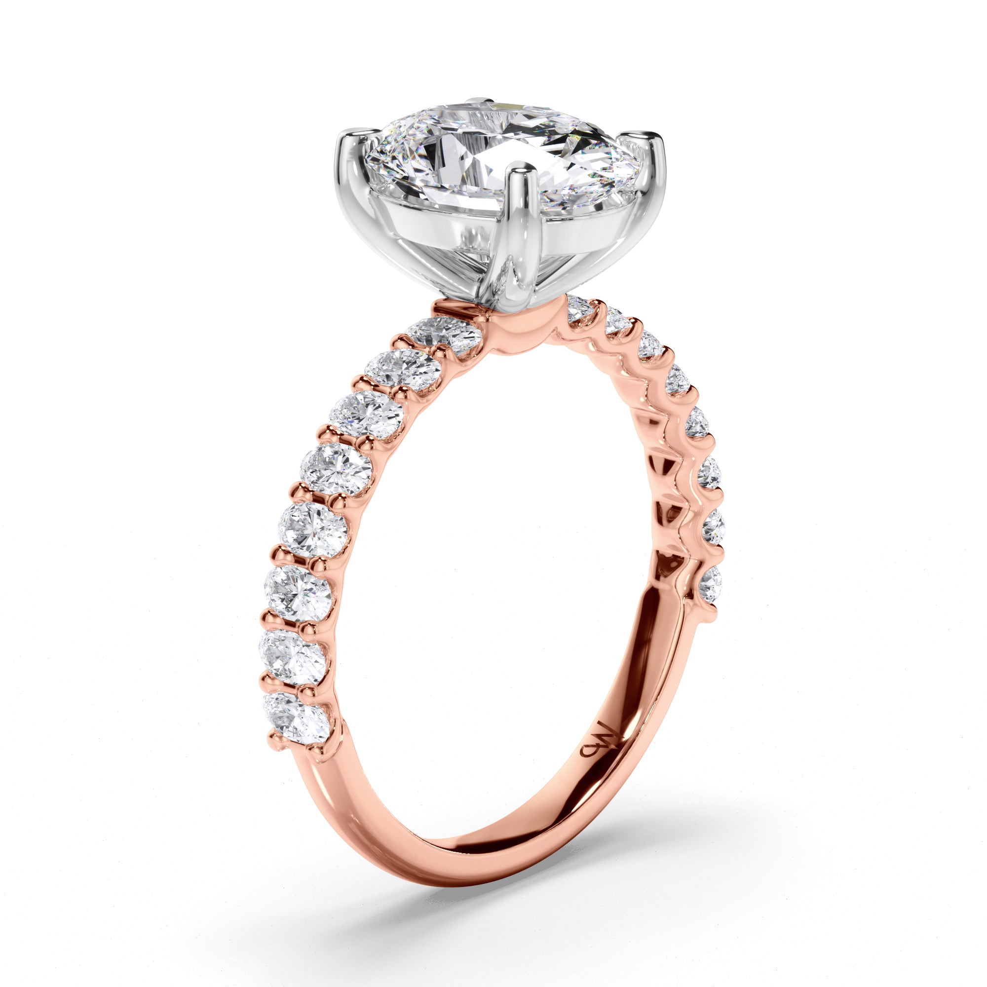 Oval Diamond Engagement Ring with Oval Diamond Band