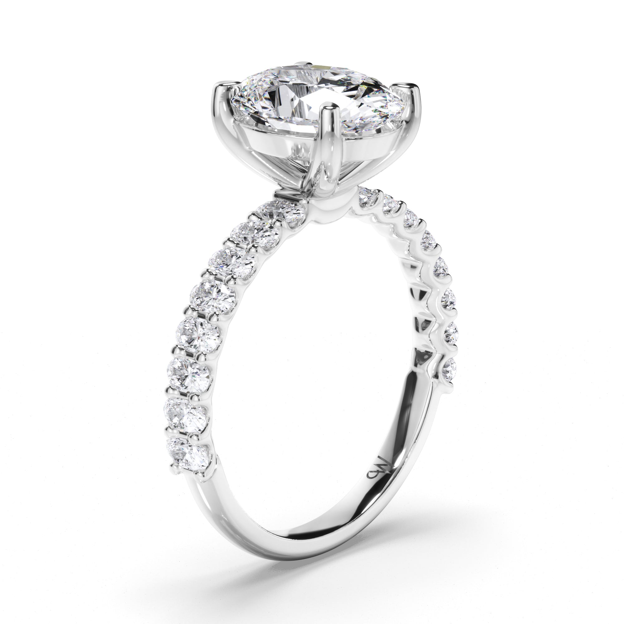 Oval Diamond Engagement Ring with Oval Diamond Band