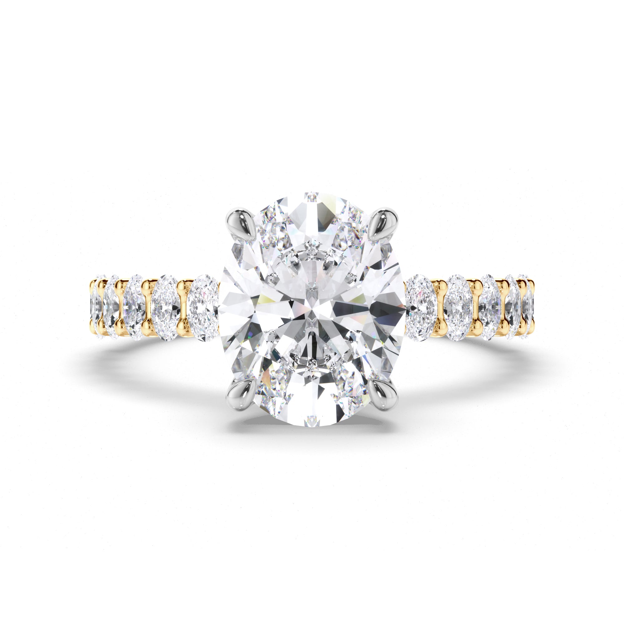 Oval Diamond Engagement Ring with Oval Diamond Band
